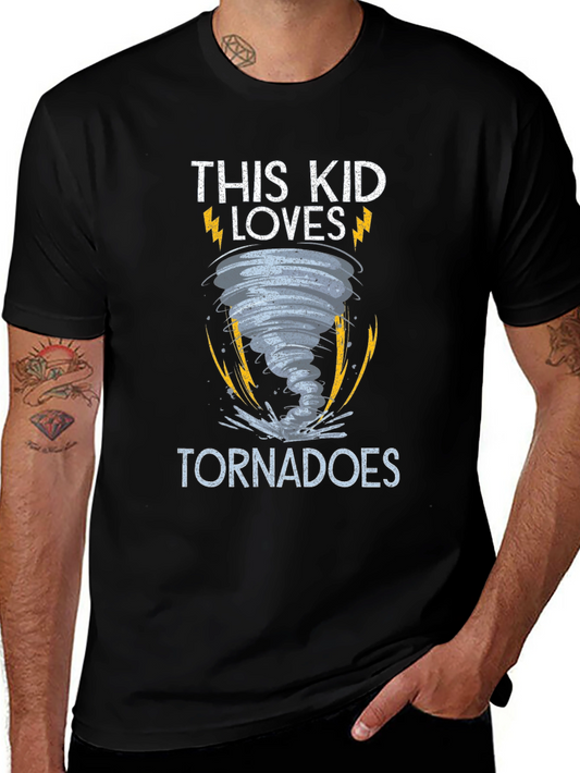 This Kid Loves Tornadoes Black T-Shirt