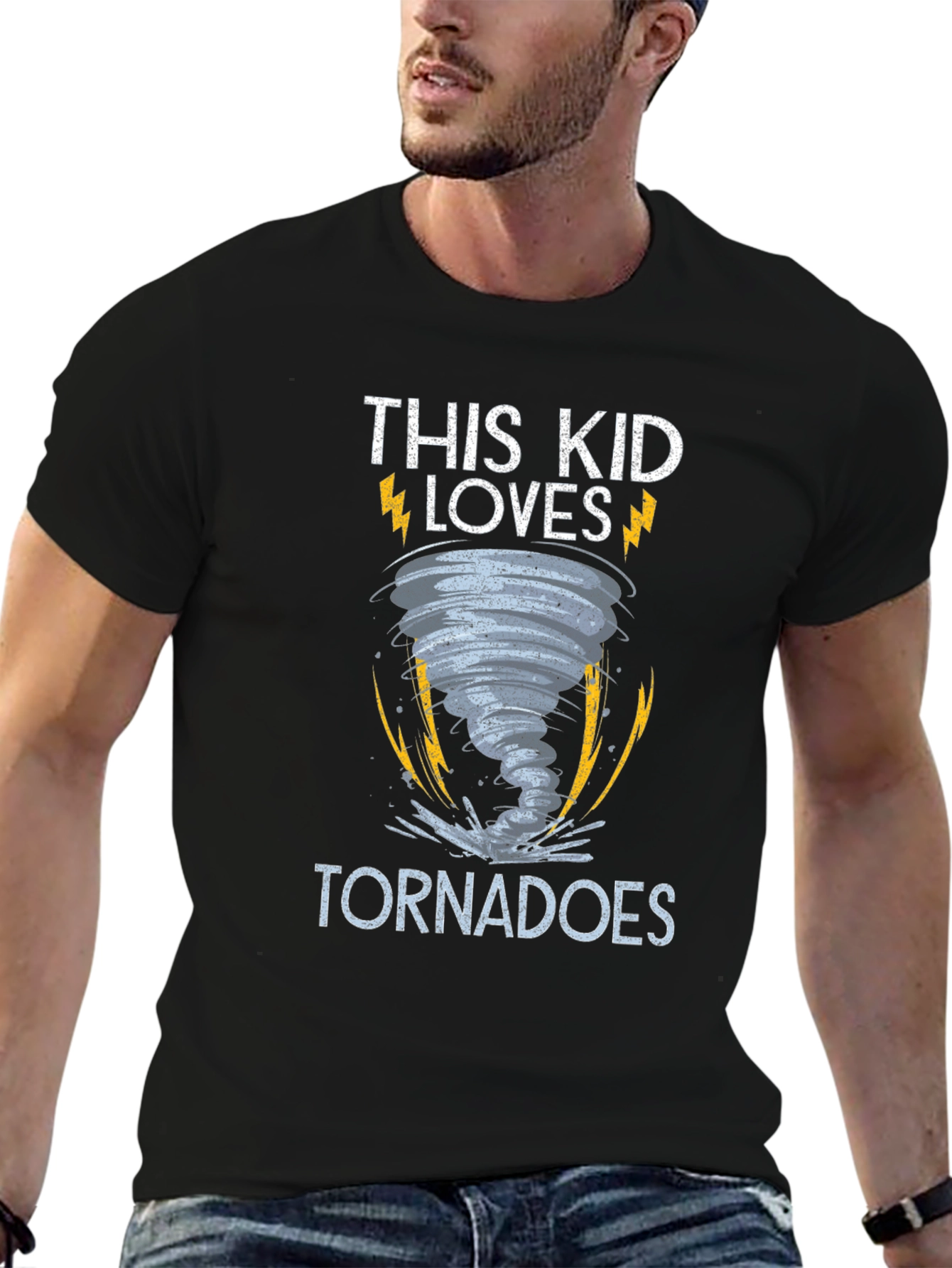 This Kid Loves Tornadoes Black T-Shirt