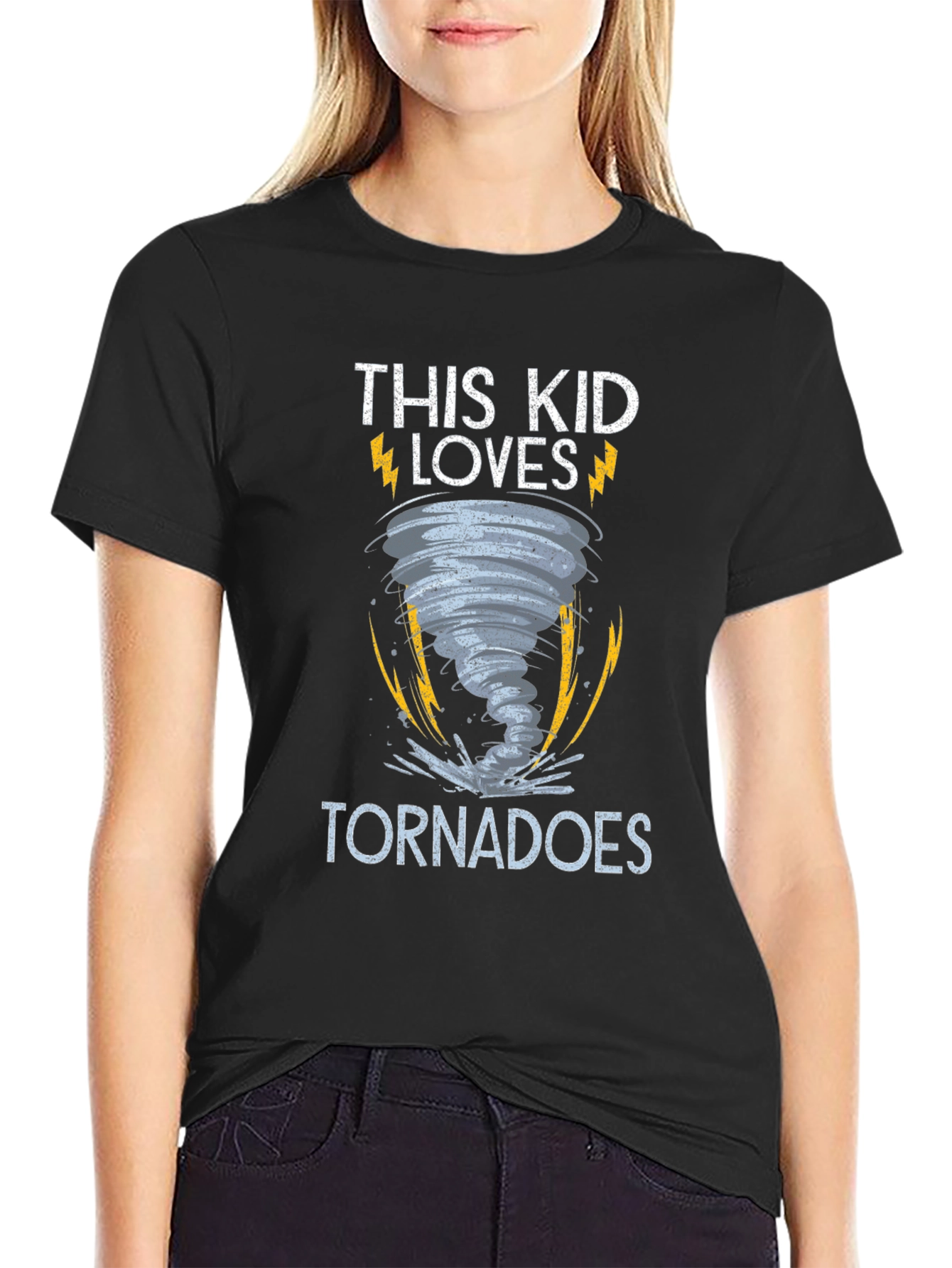 This Kid Loves Tornadoes Black T-Shirt