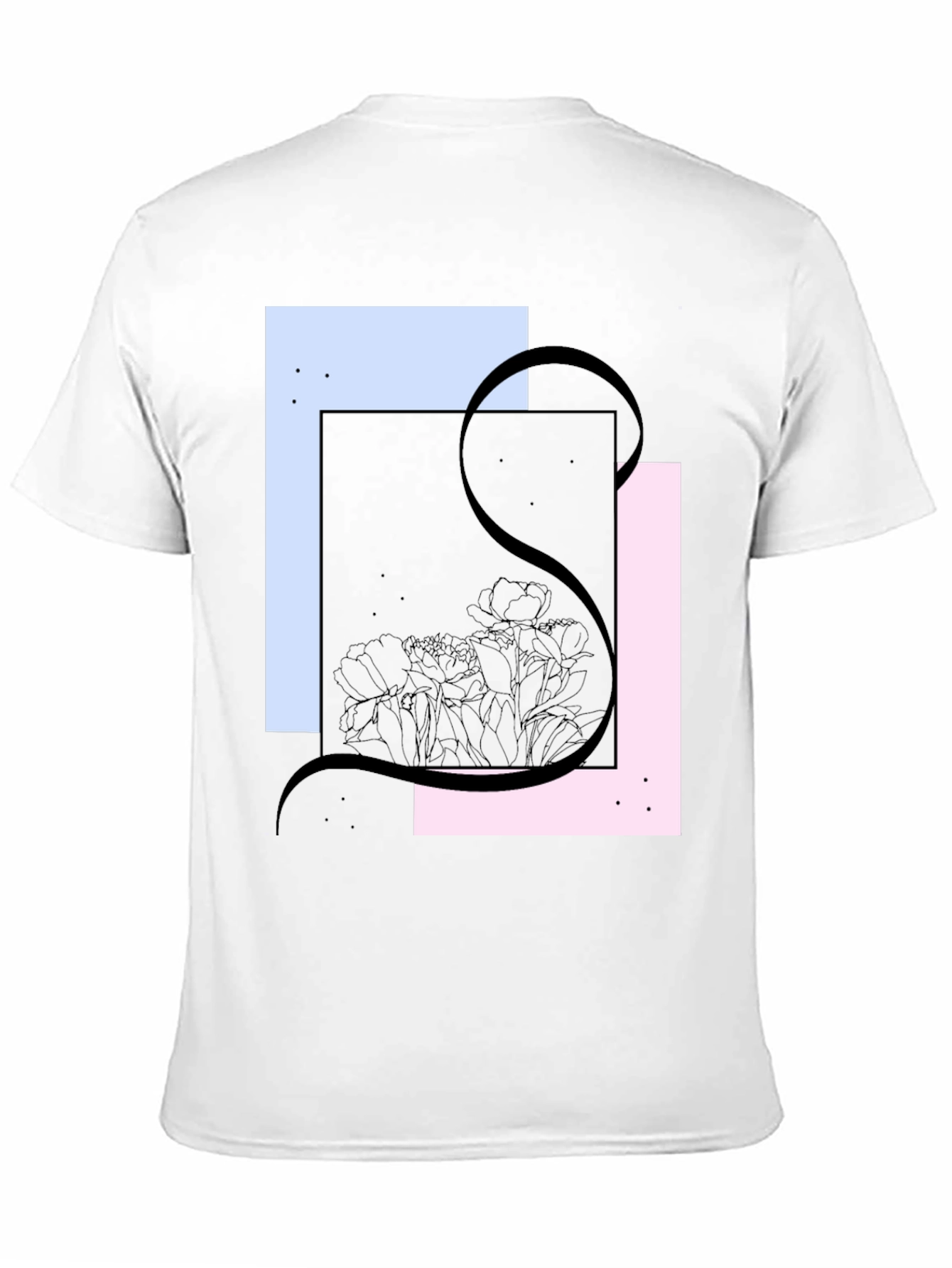Abstract Floral Graphic Tee - Modern Black T-Shirt