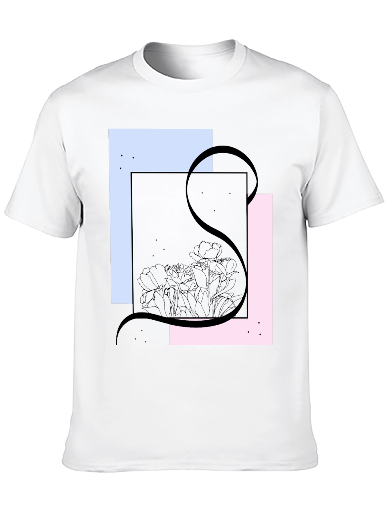 Abstract Floral Graphic Tee - Modern Black T-Shirt