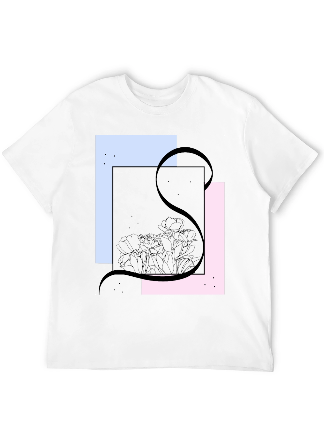 Abstract Floral Graphic Tee - Modern Black T-Shirt