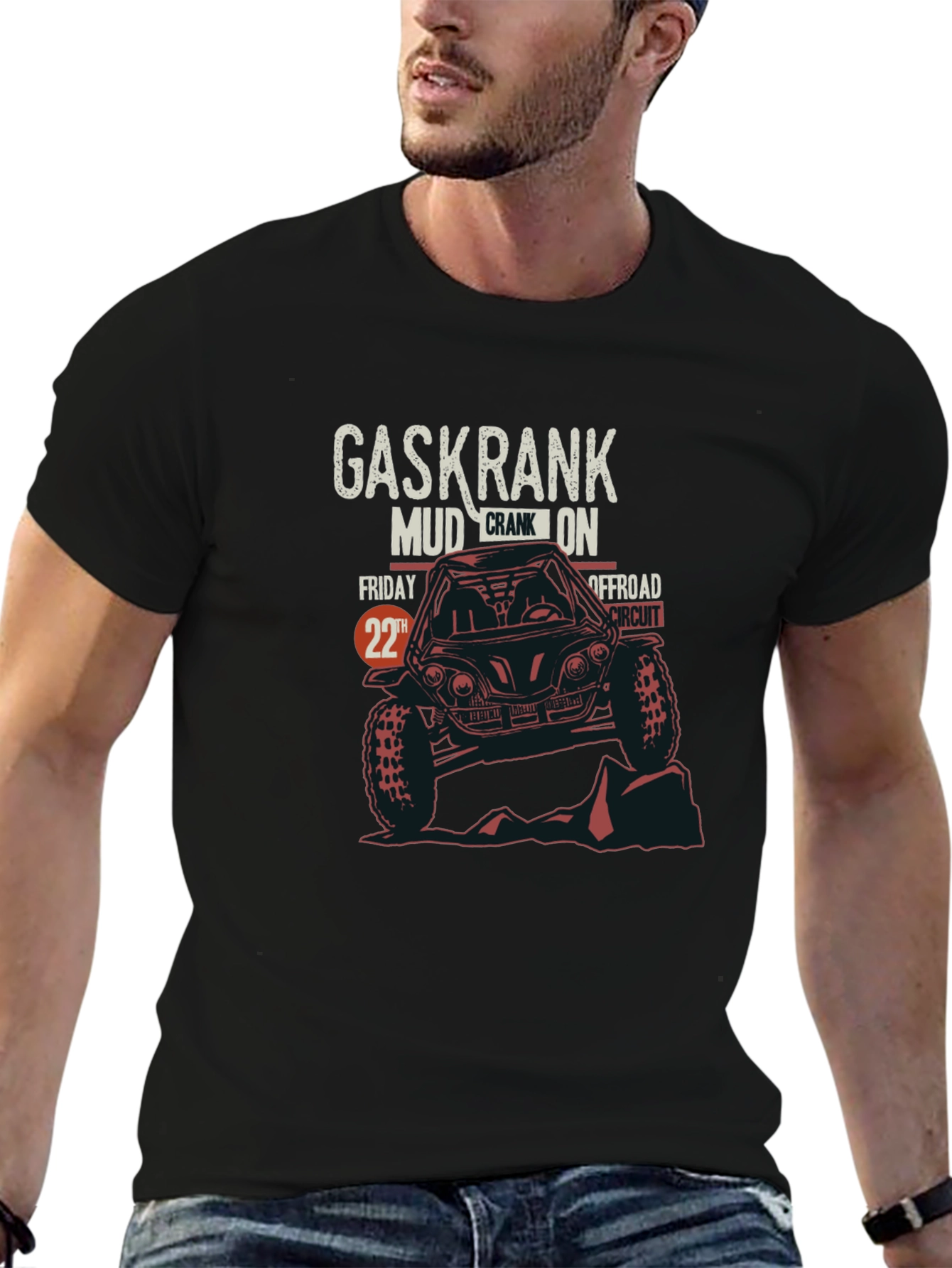 Gaskrank Mud Crank On Offroad Circuit Black T-Shirt