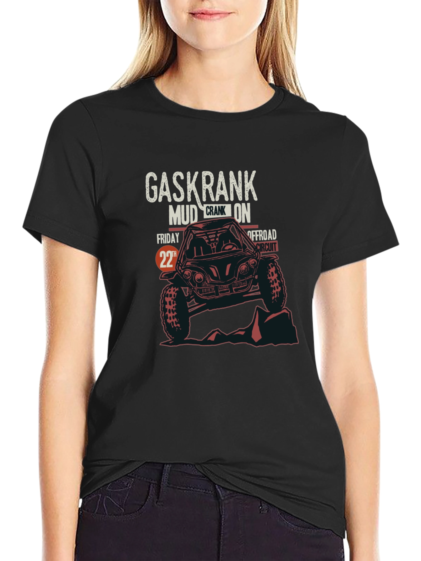 Gaskrank Mud Crank On Offroad Circuit Black T-Shirt