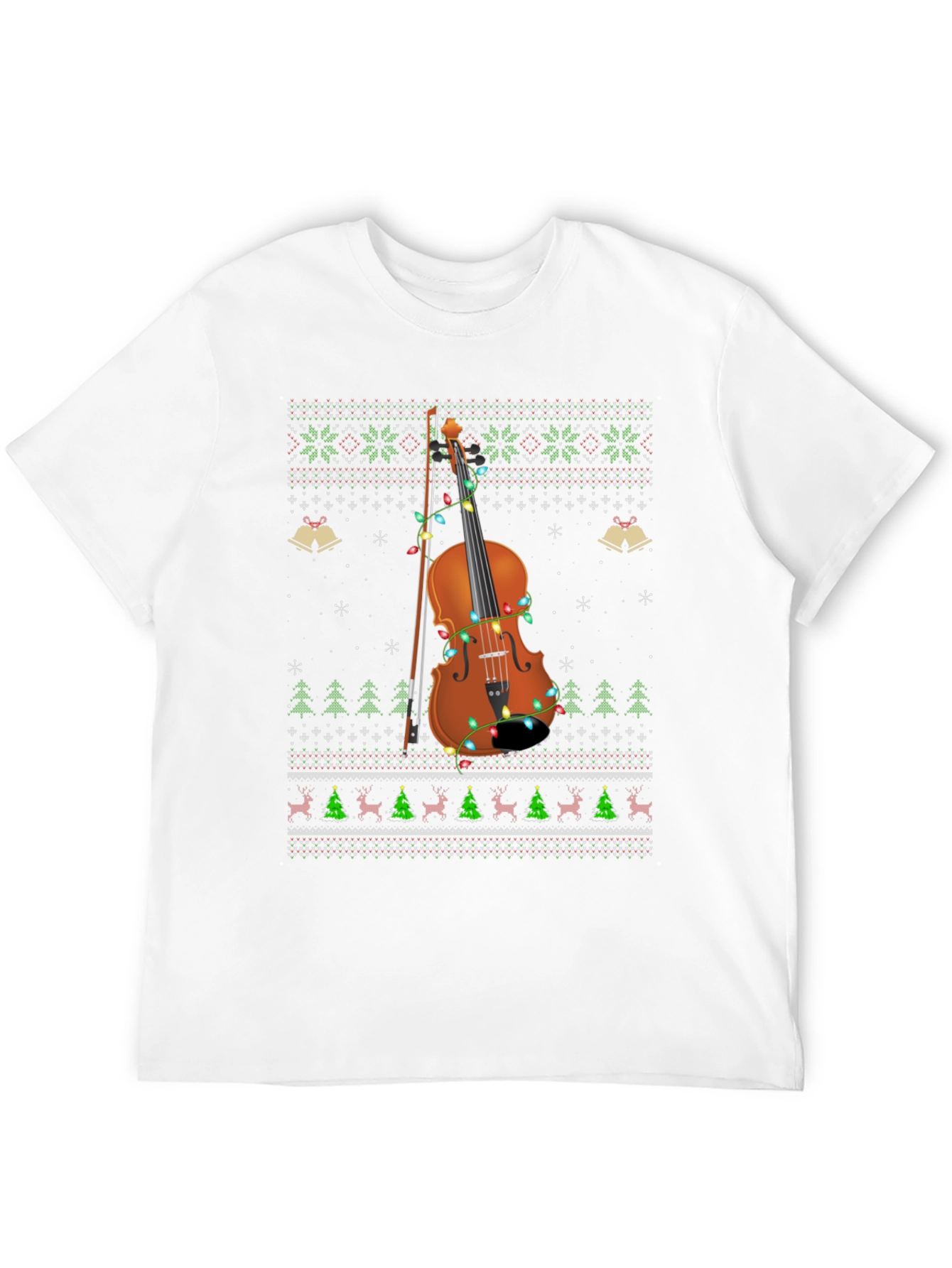 Ugly Christmas Sweater Style Violinist T-Shirt