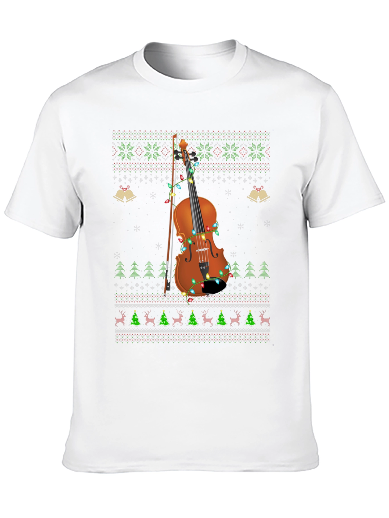 Ugly Christmas Sweater Style Violinist T-Shirt