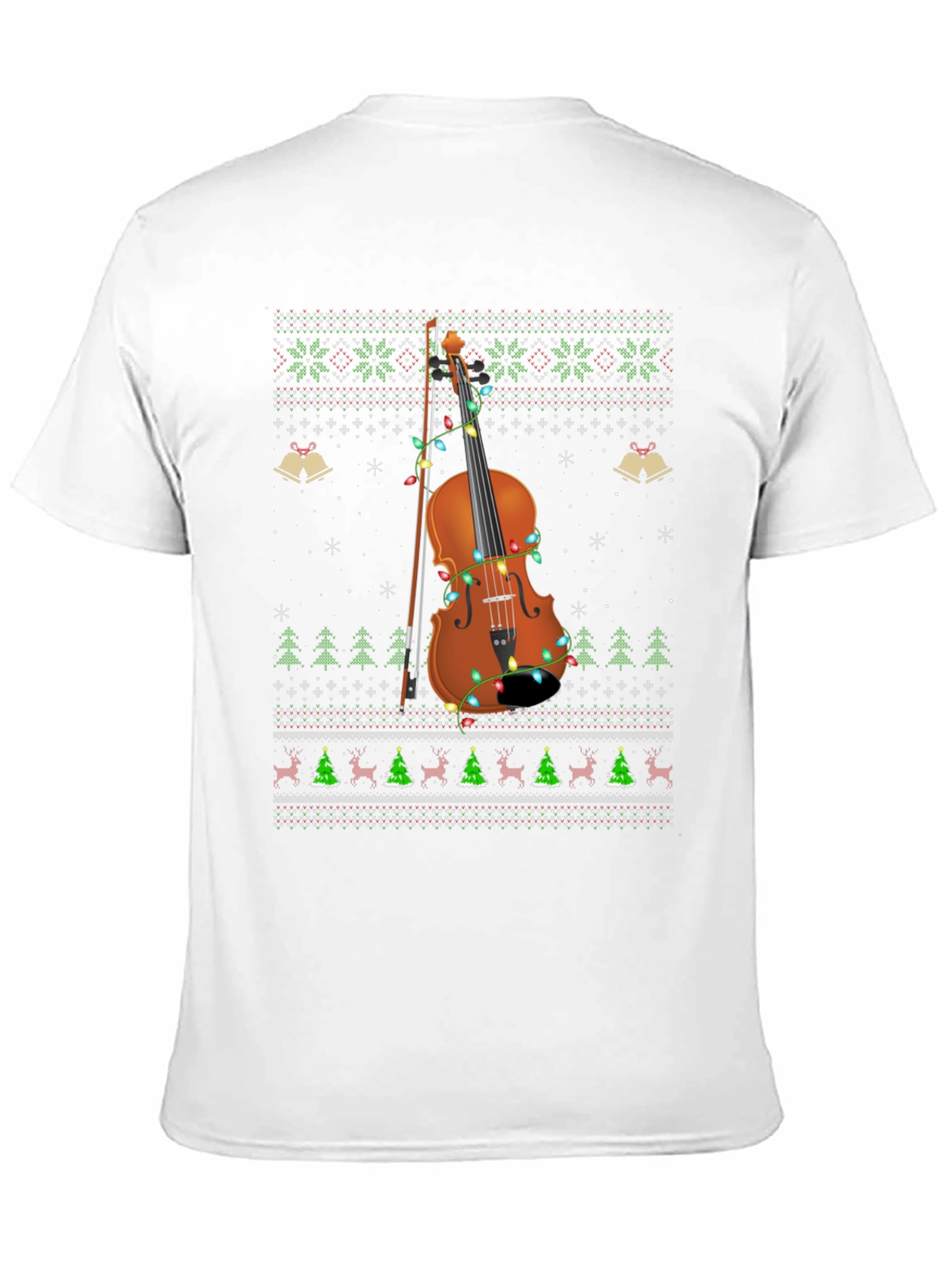 Ugly Christmas Sweater Style Violinist T-Shirt