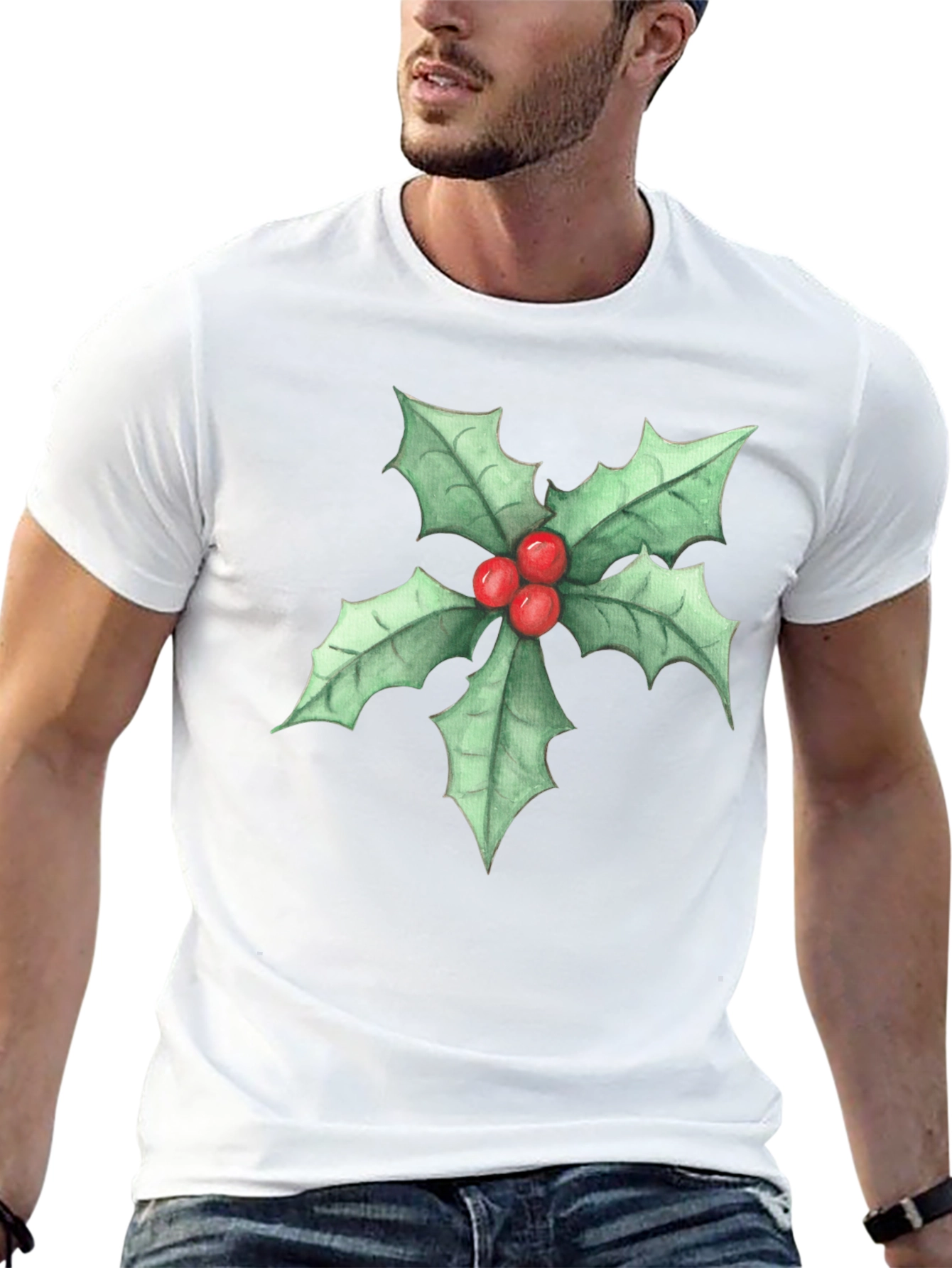 Holly Berry Graphic Black T-Shirt