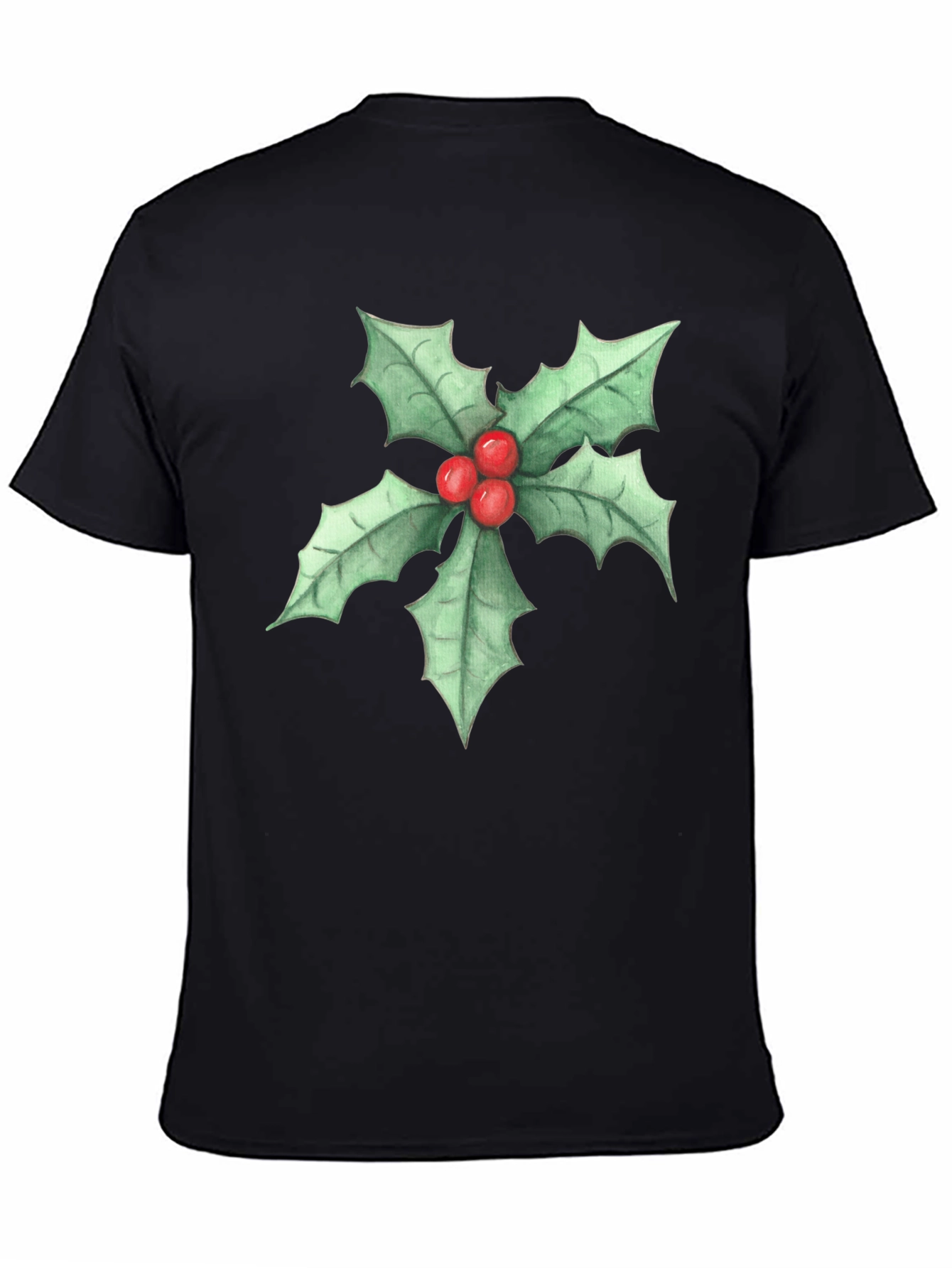 Holly Berry Graphic Black T-Shirt