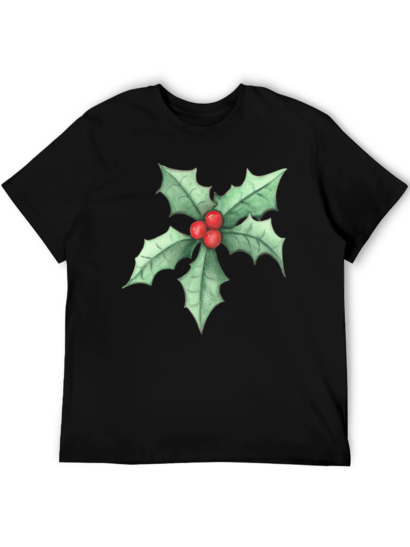 Holly Berry Graphic Black T-Shirt