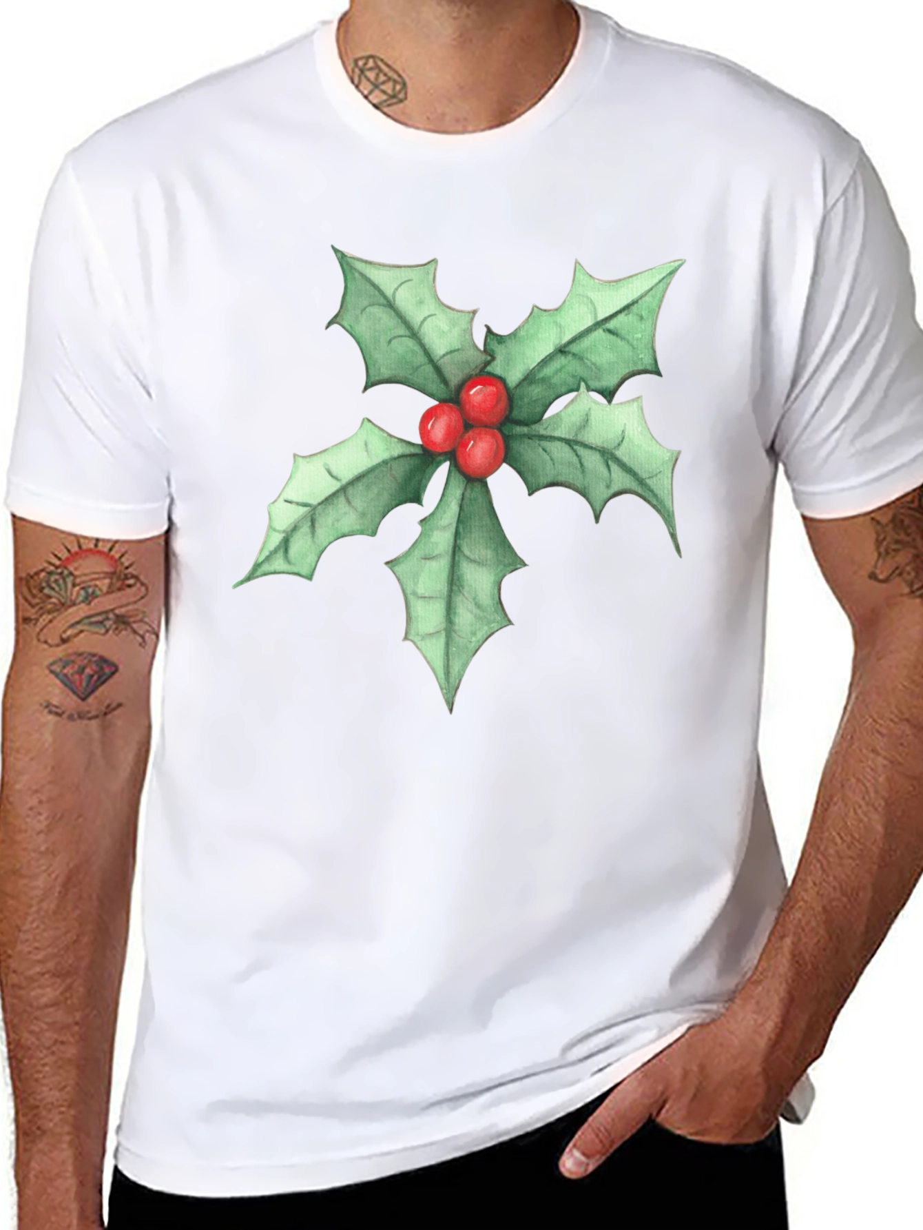 Holly Berry Graphic Black T-Shirt