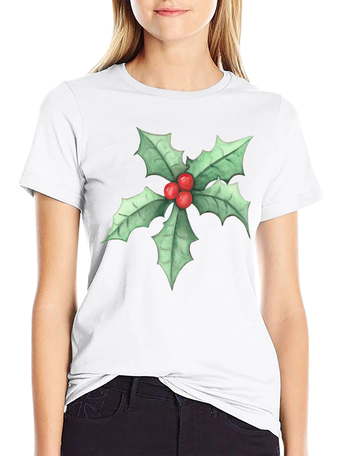 Holly Berry Graphic Black T-Shirt