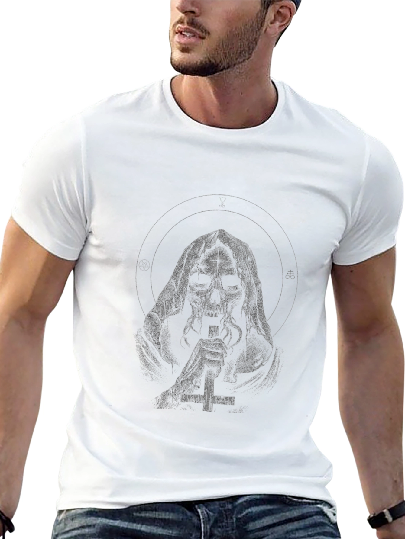 Grim Reaper Cross Graphic Black T-Shirt