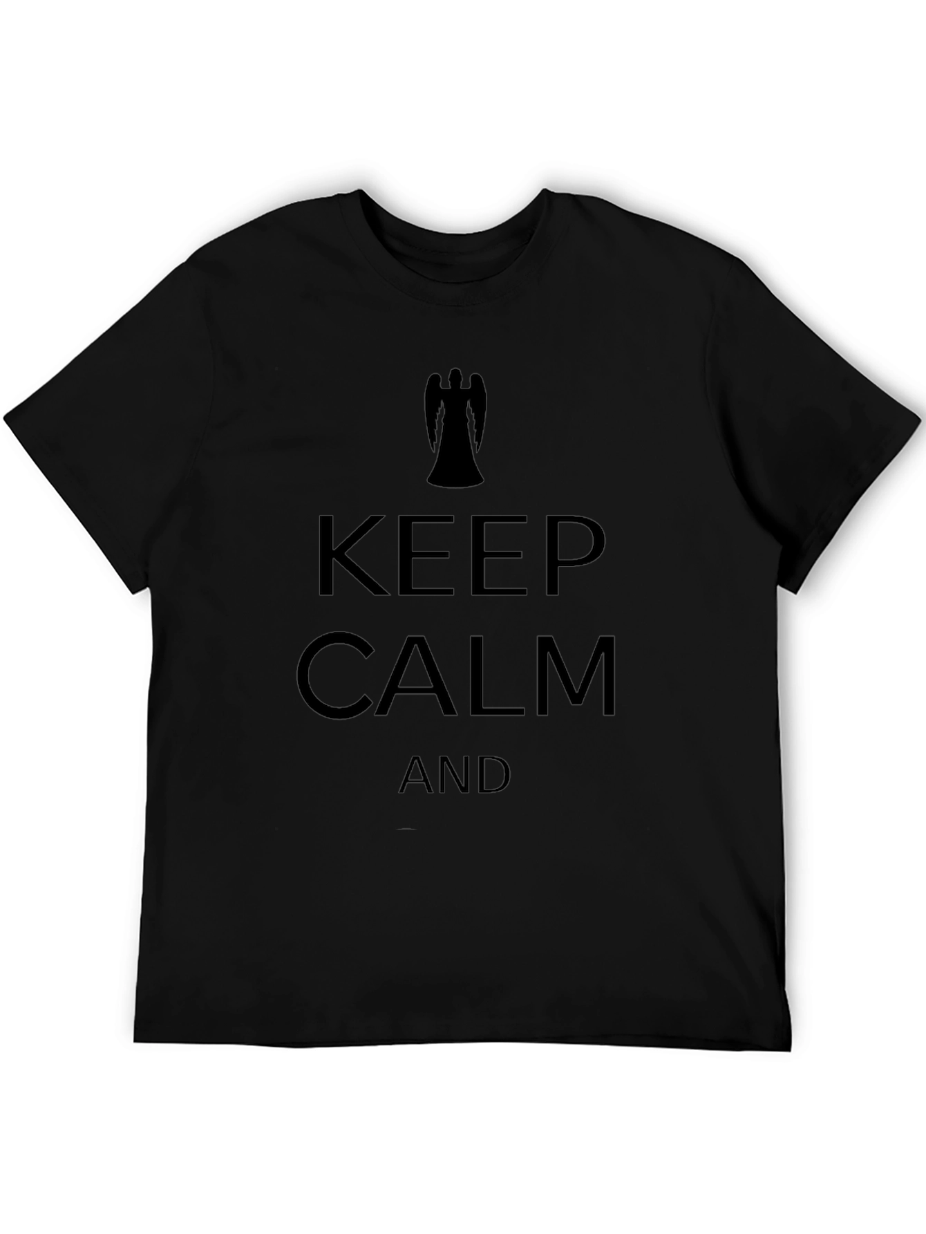 Keep Calm Weeping Angel Mens Black T-Shirt