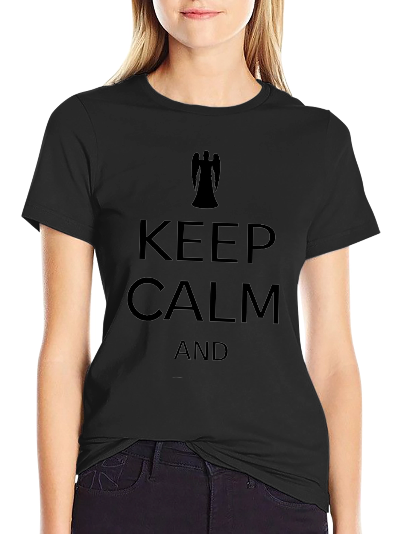 Keep Calm Weeping Angel Mens Black T-Shirt