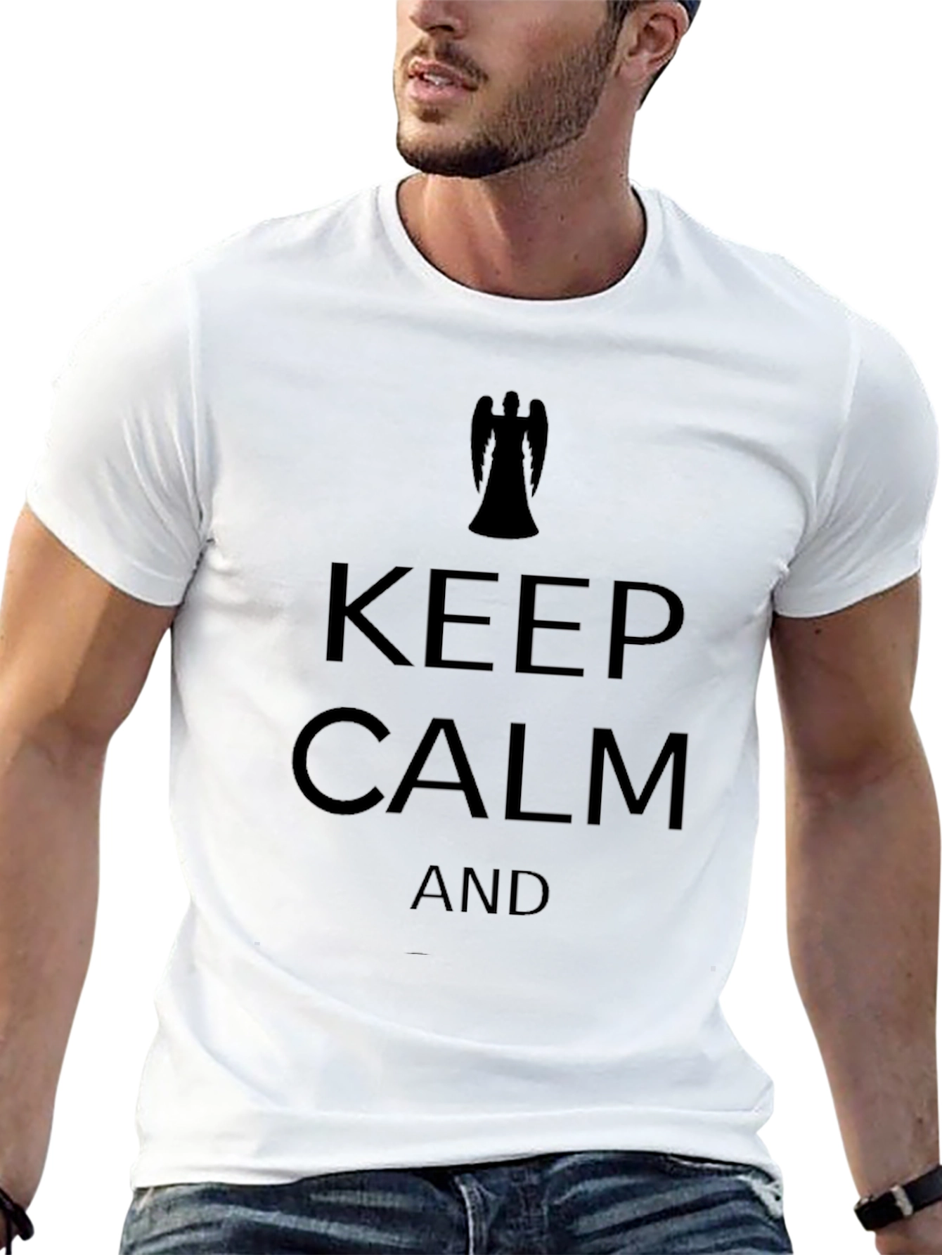 Keep Calm Weeping Angel Mens Black T-Shirt