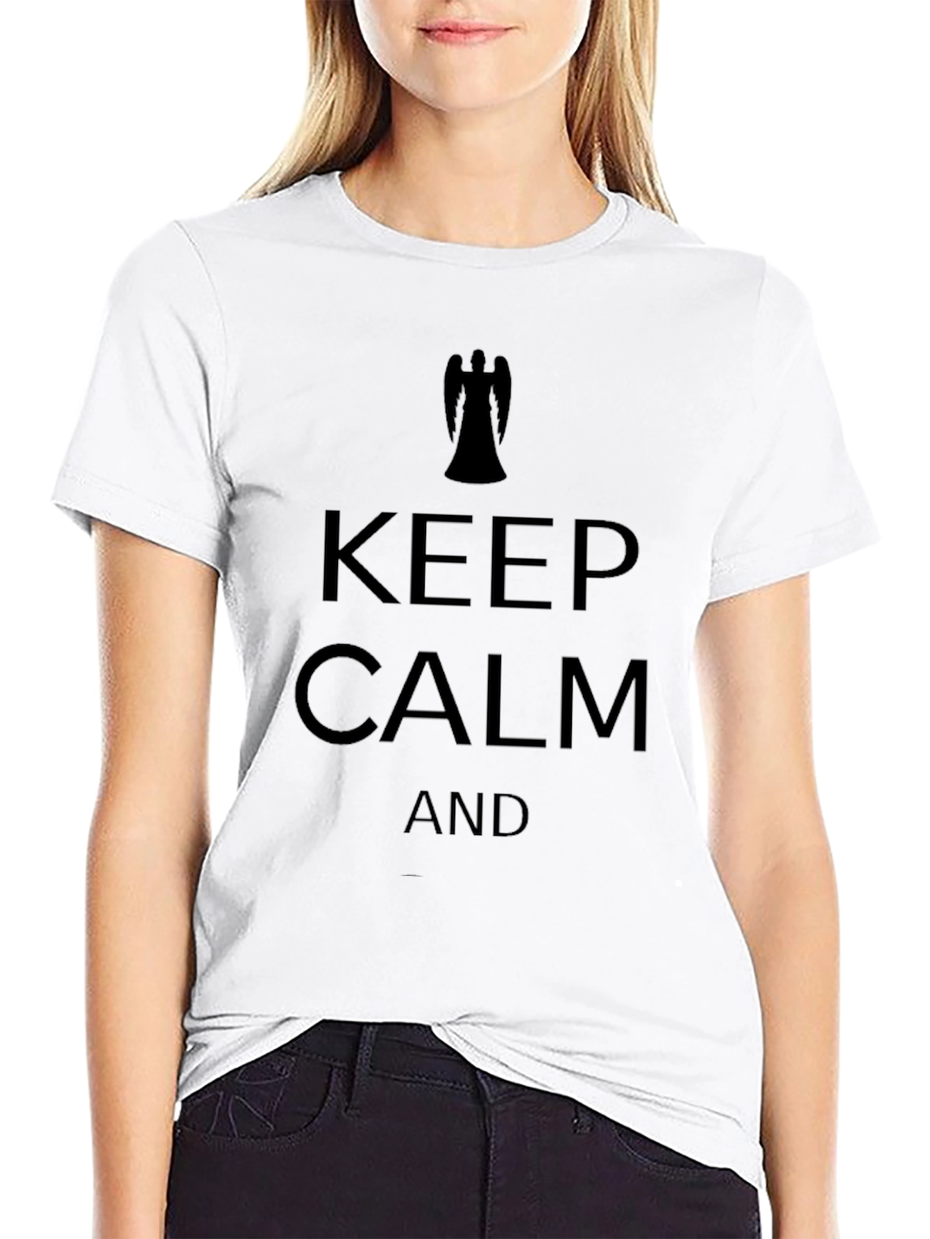 Keep Calm Weeping Angel Mens Black T-Shirt