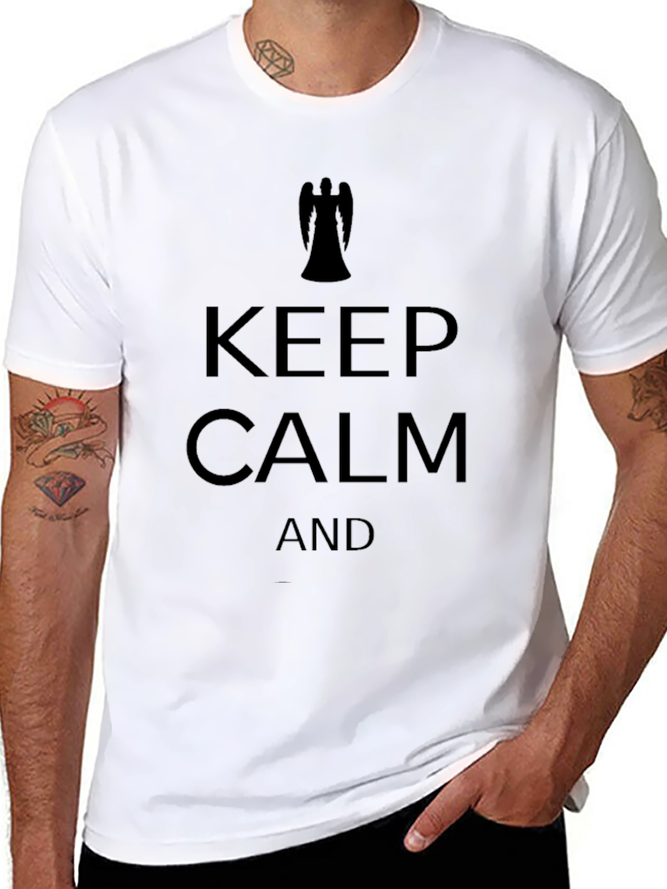Keep Calm Weeping Angel Mens Black T-Shirt