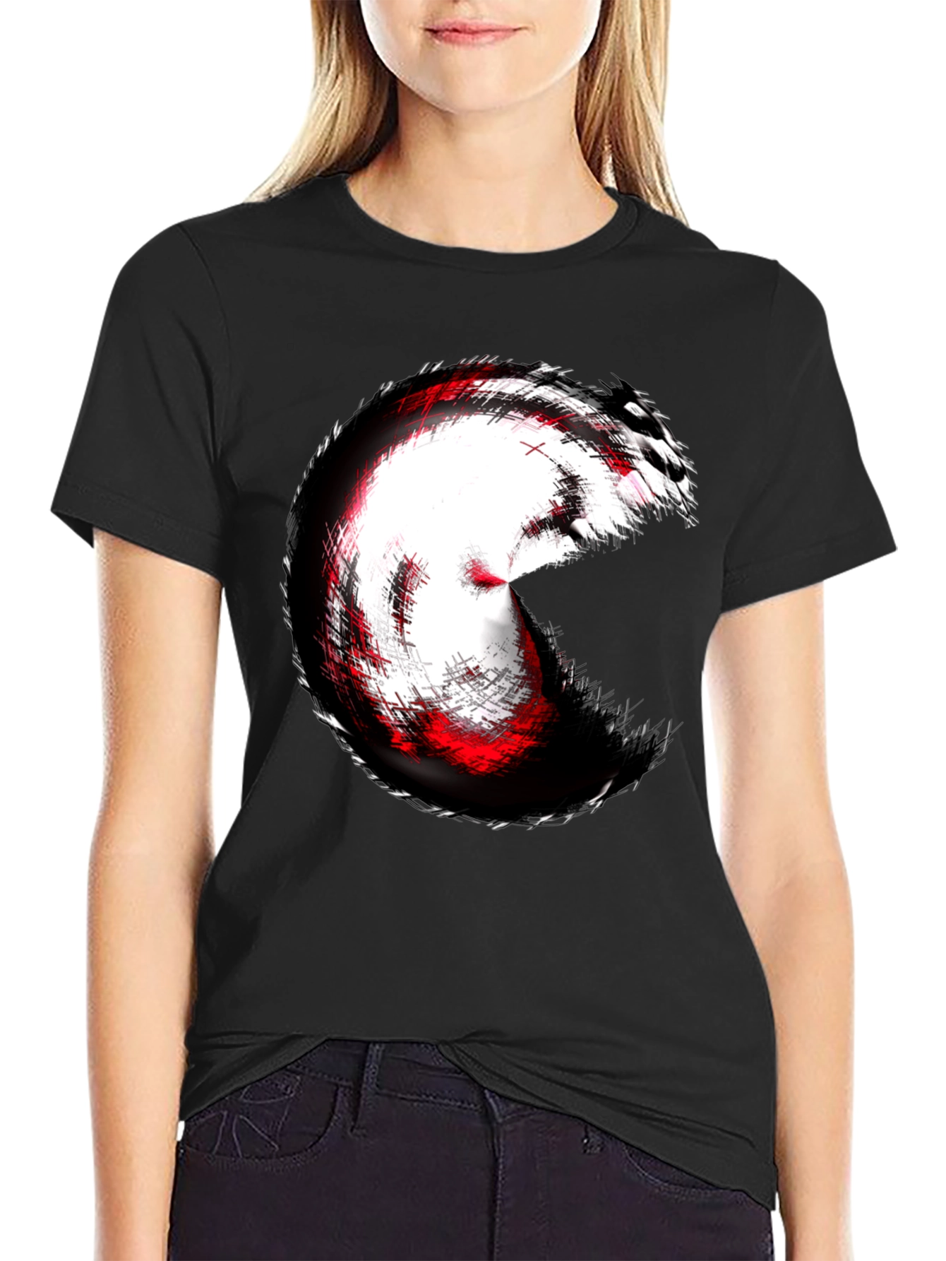 Abstract Circle Graphic Tee - Black Cotton Blend