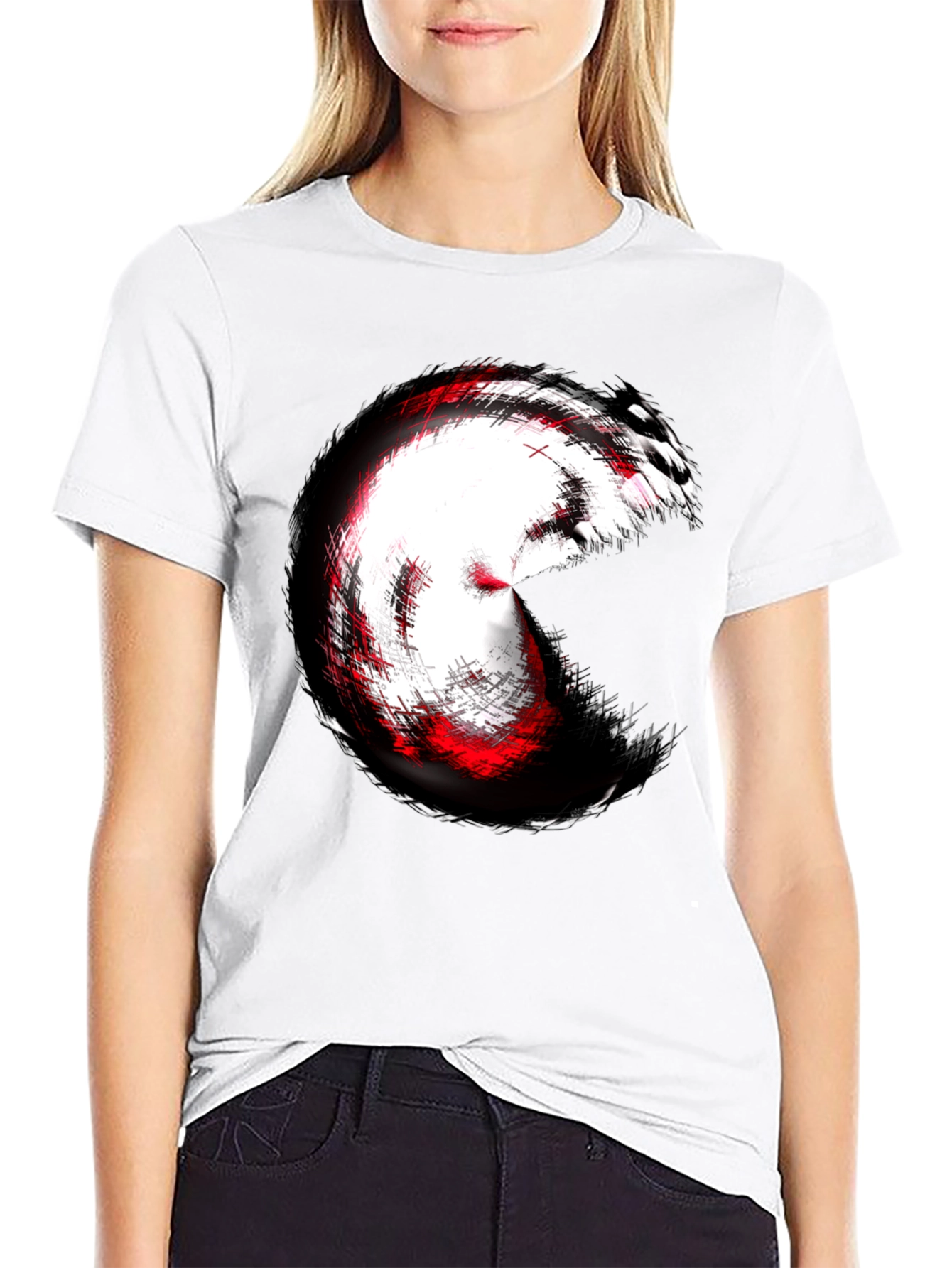 Abstract Circle Graphic Tee - Black Cotton Blend