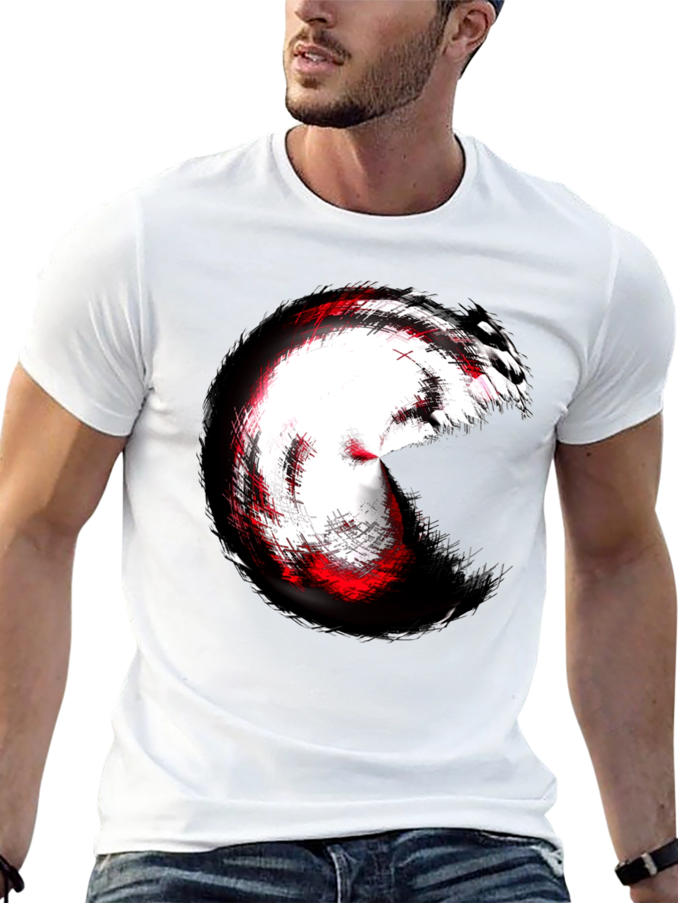 Abstract Circle Graphic Tee - Black Cotton Blend