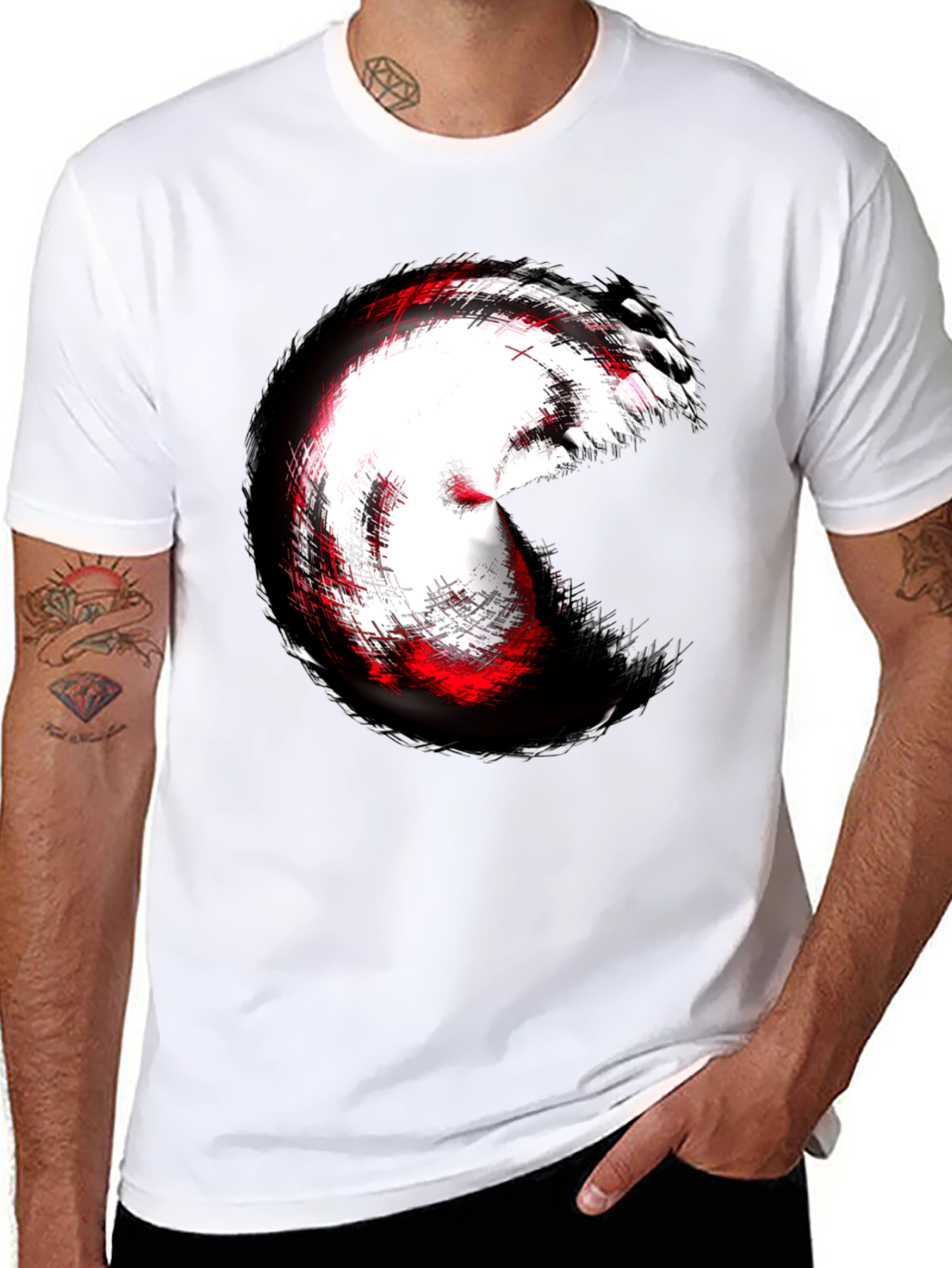 Abstract Circle Graphic Tee - Black Cotton Blend