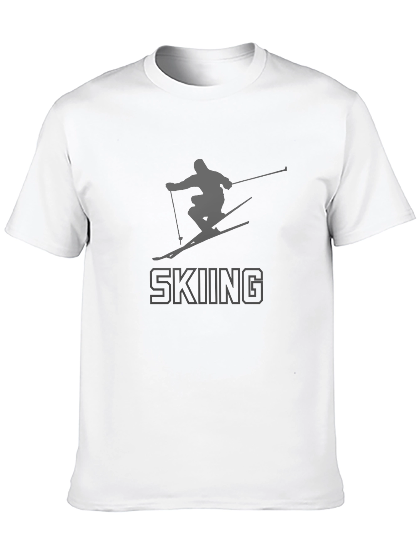 Skiing Graphic Print T-Shirt - Stylish Sportswear Tee
