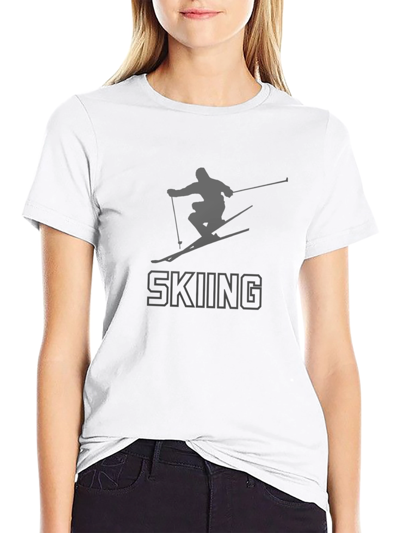Skiing Graphic Print T-Shirt - Stylish Sportswear Tee