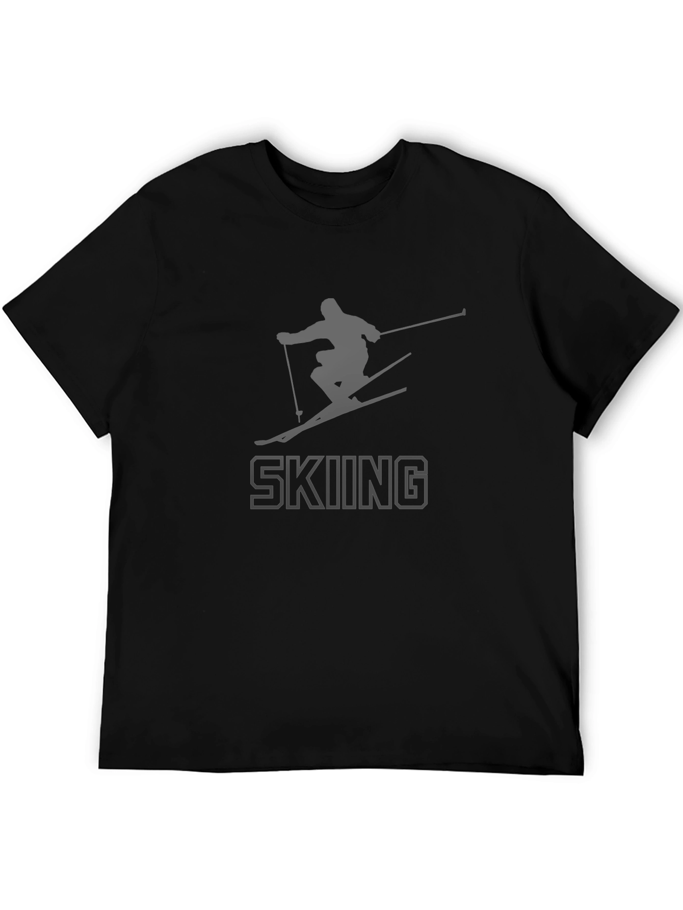 Skiing Graphic Print T-Shirt - Stylish Sportswear Tee