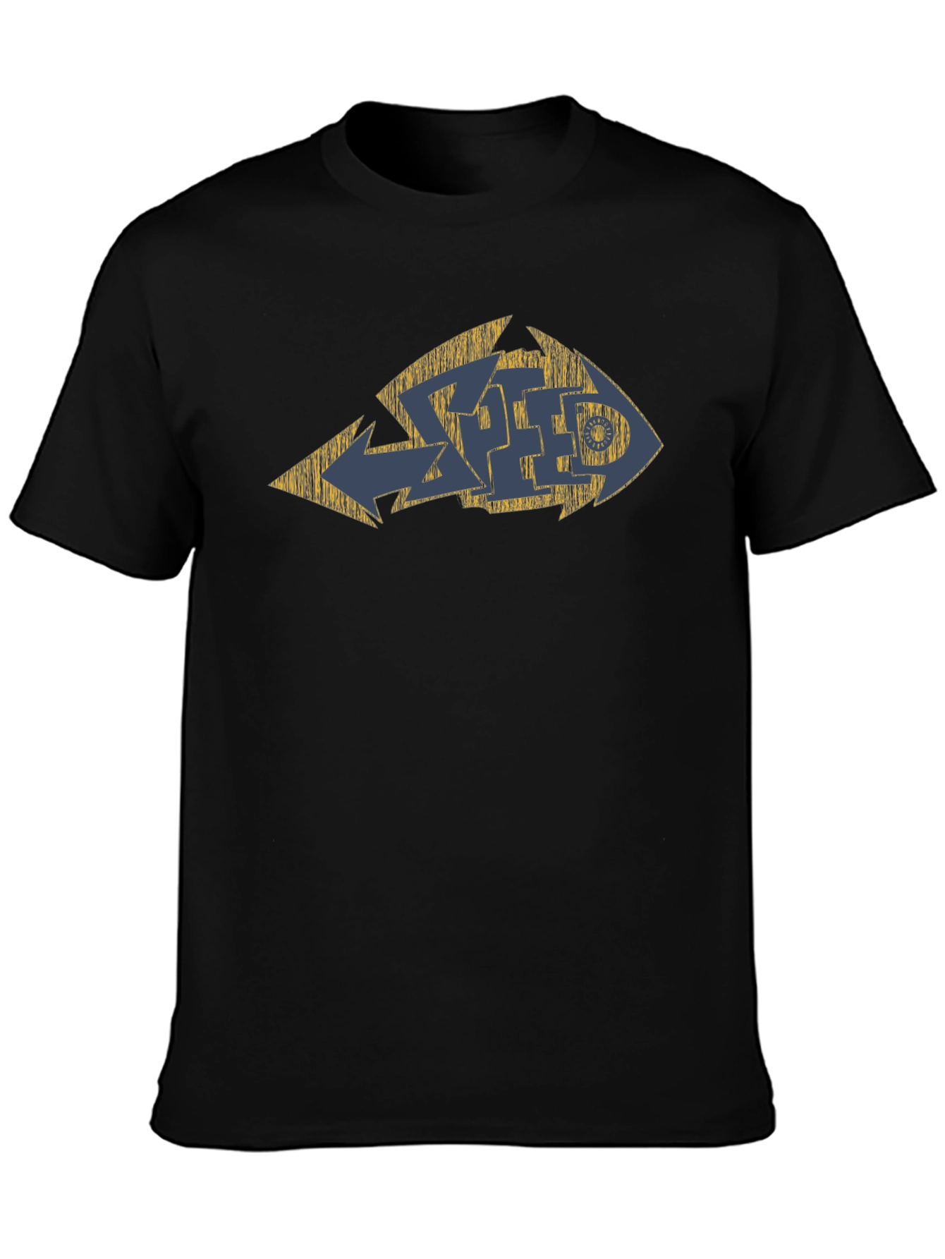 Distressed Graffiti Style Graphic Tee - Black Cotton Blend