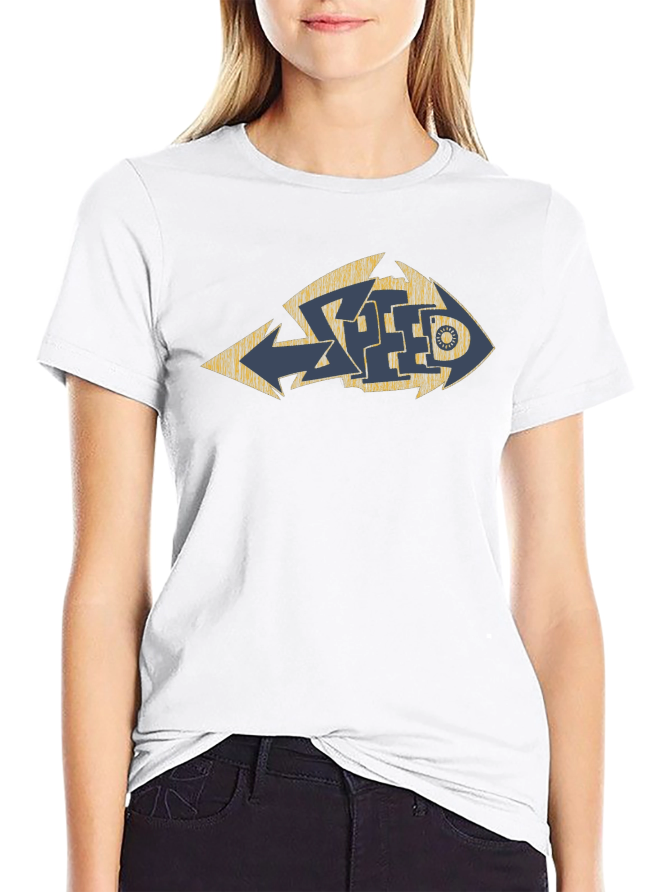 Distressed Graffiti Style Graphic Tee - Black Cotton Blend