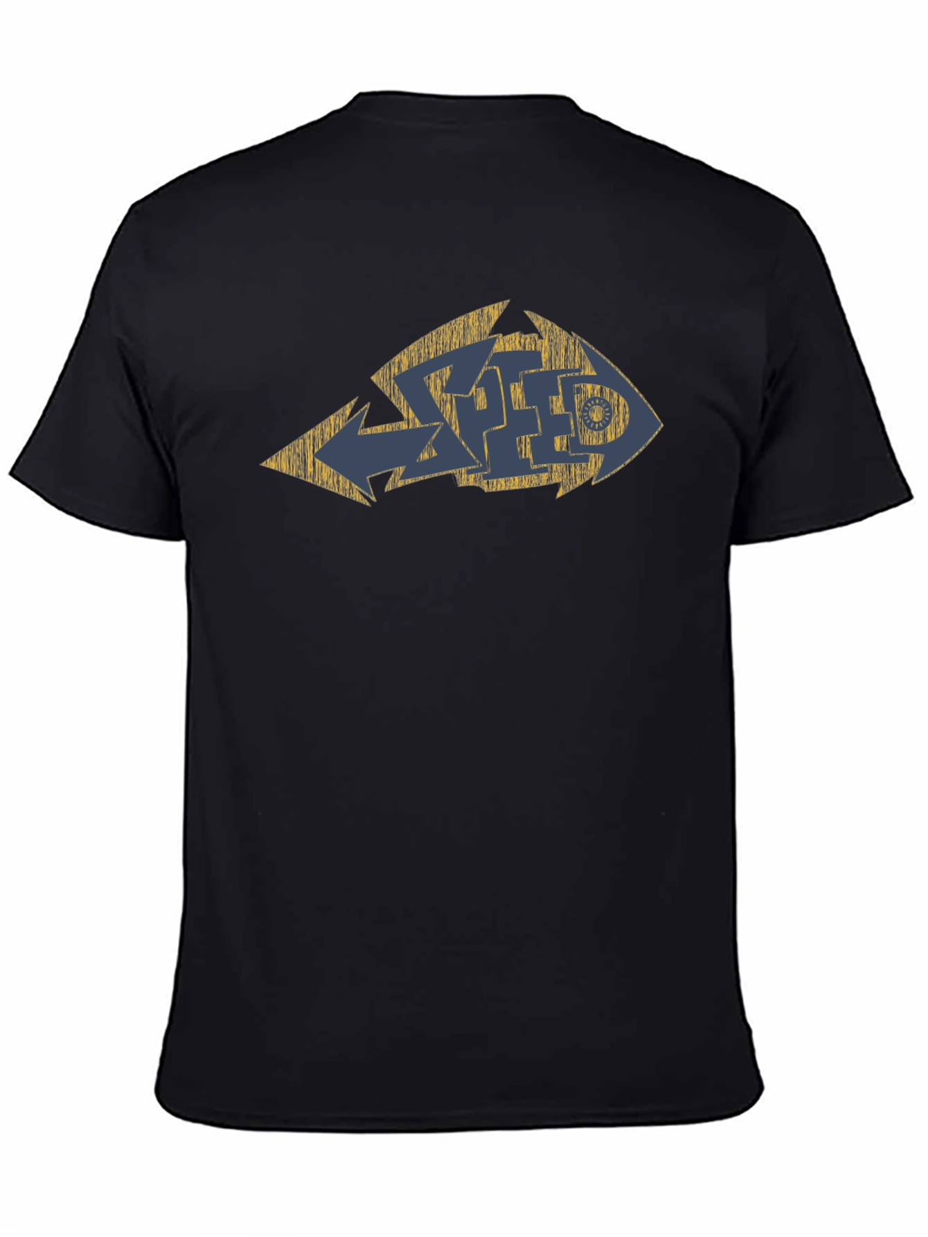 Distressed Graffiti Style Graphic Tee - Black Cotton Blend