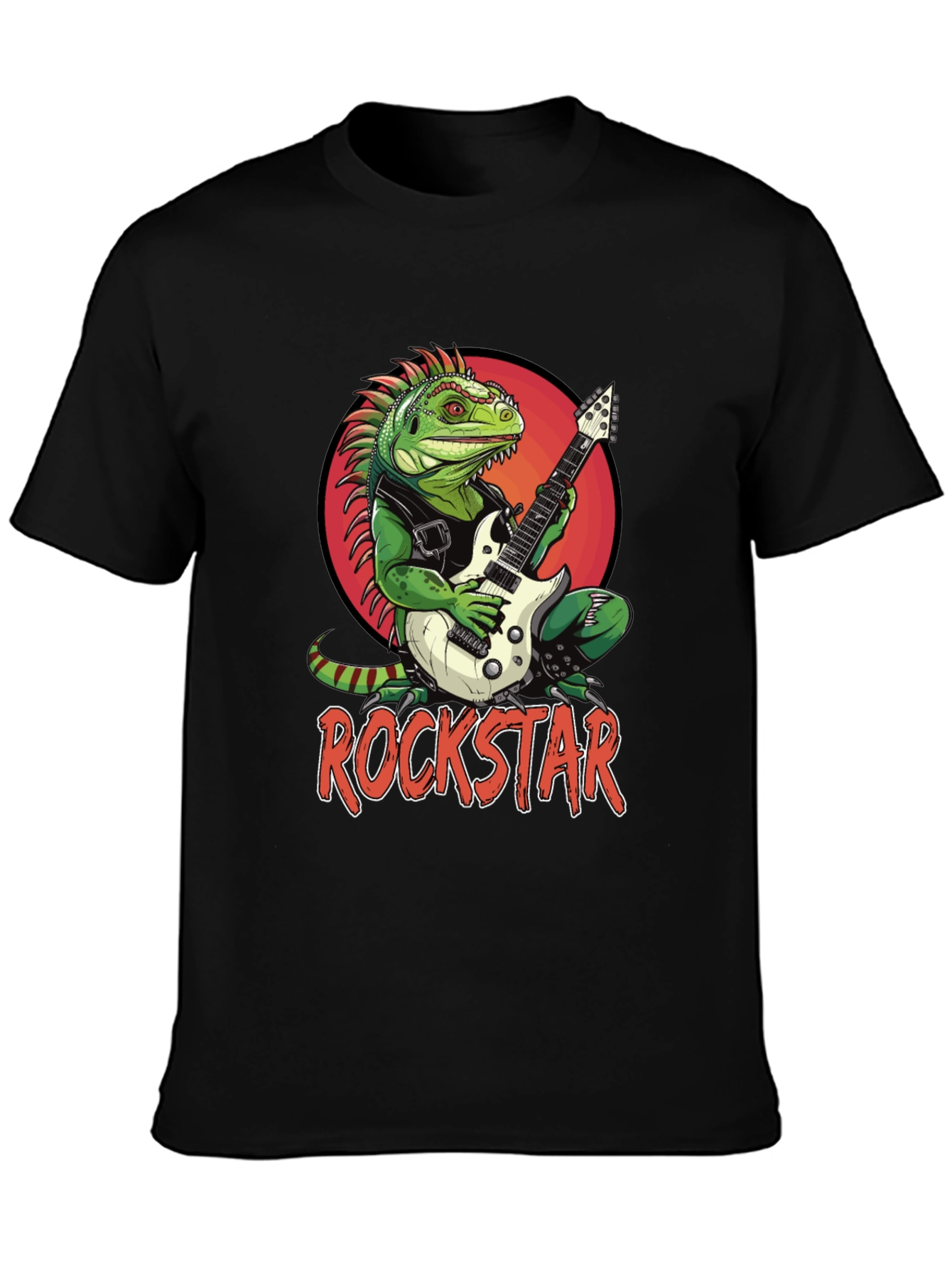 Rockstar Iguana Graphic T-Shirt - Cool Reptile Band Tee