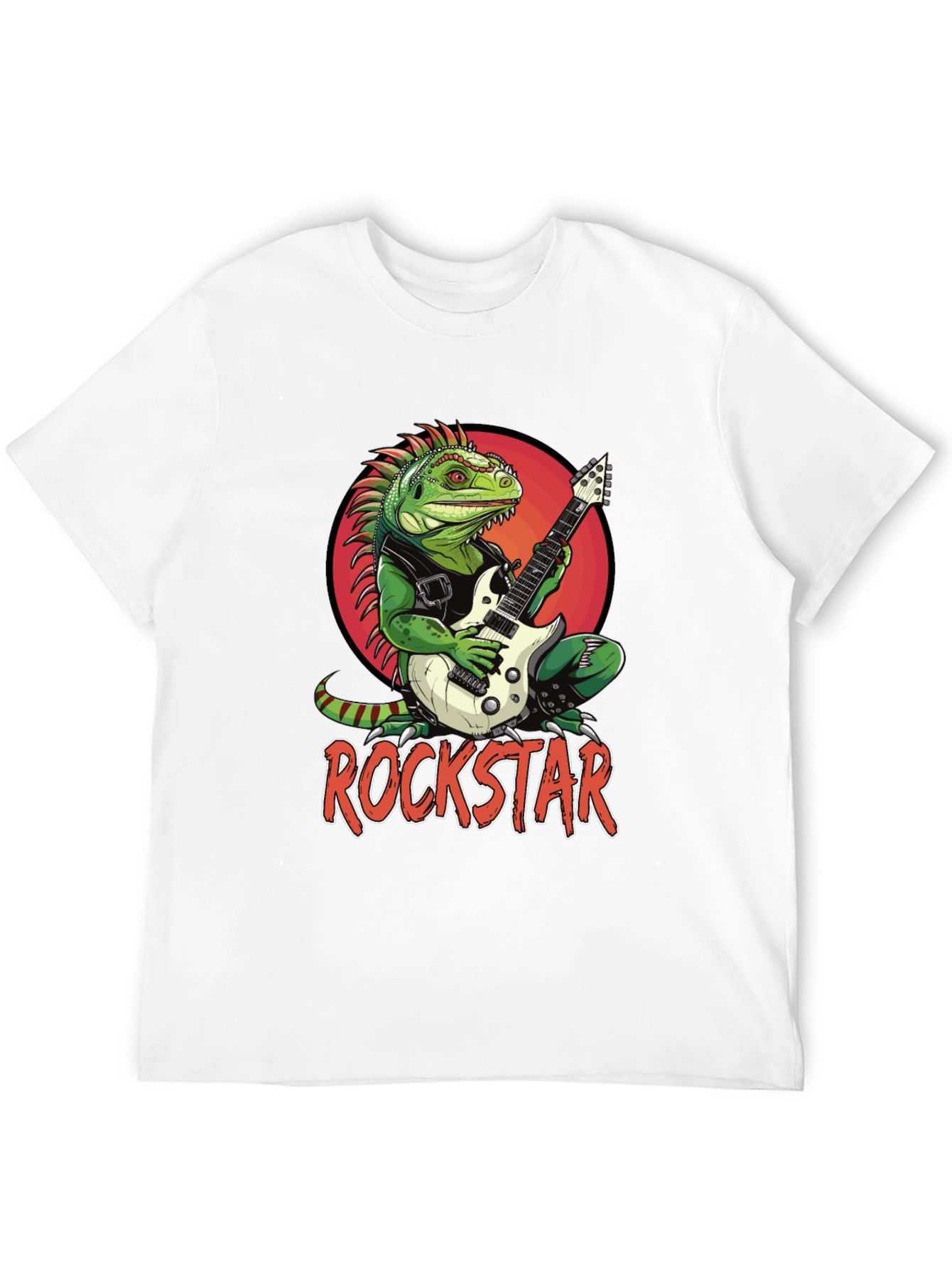Rockstar Iguana Graphic T-Shirt - Cool Reptile Band Tee
