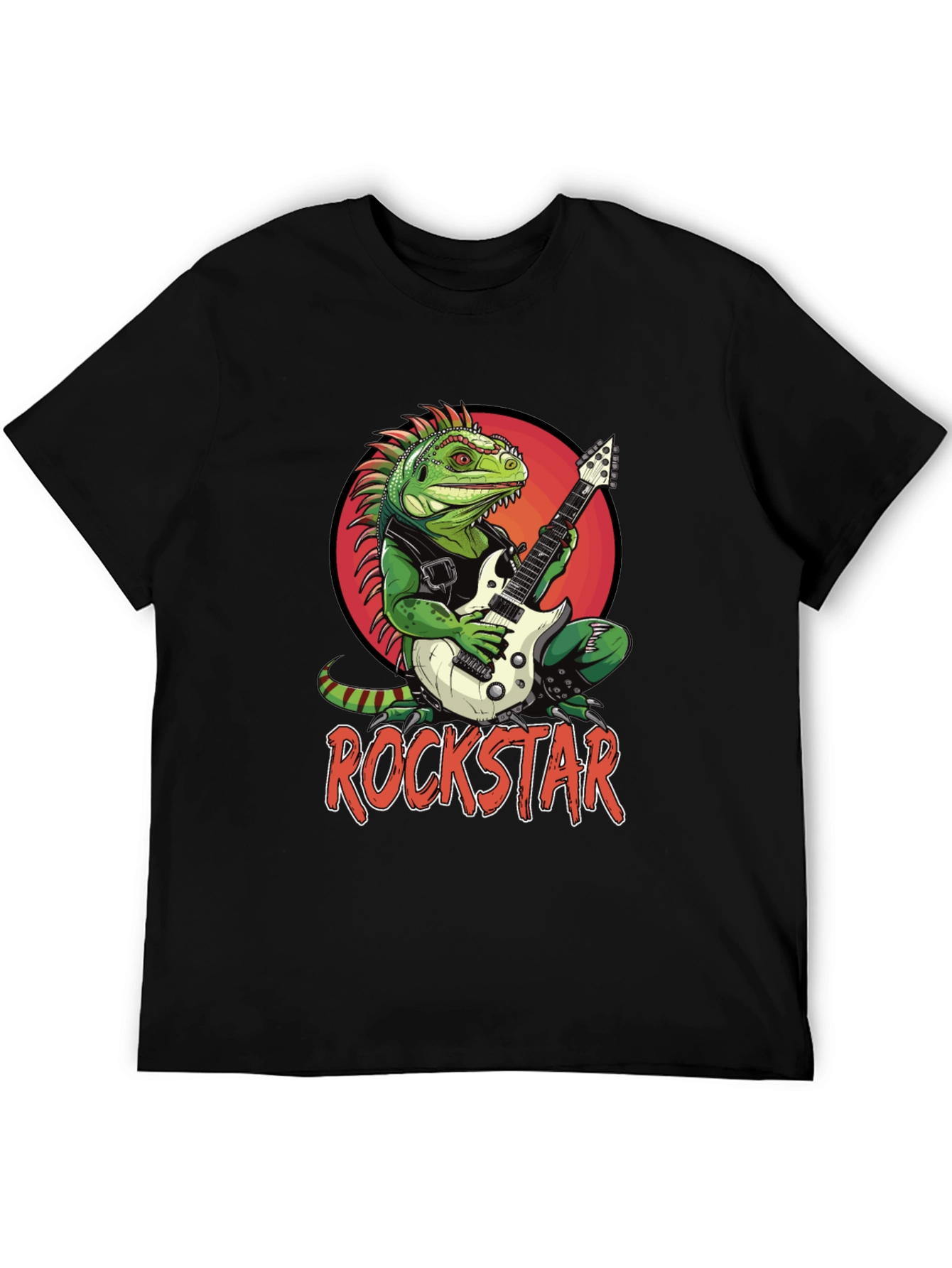 Rockstar Iguana Graphic T-Shirt - Cool Reptile Band Tee