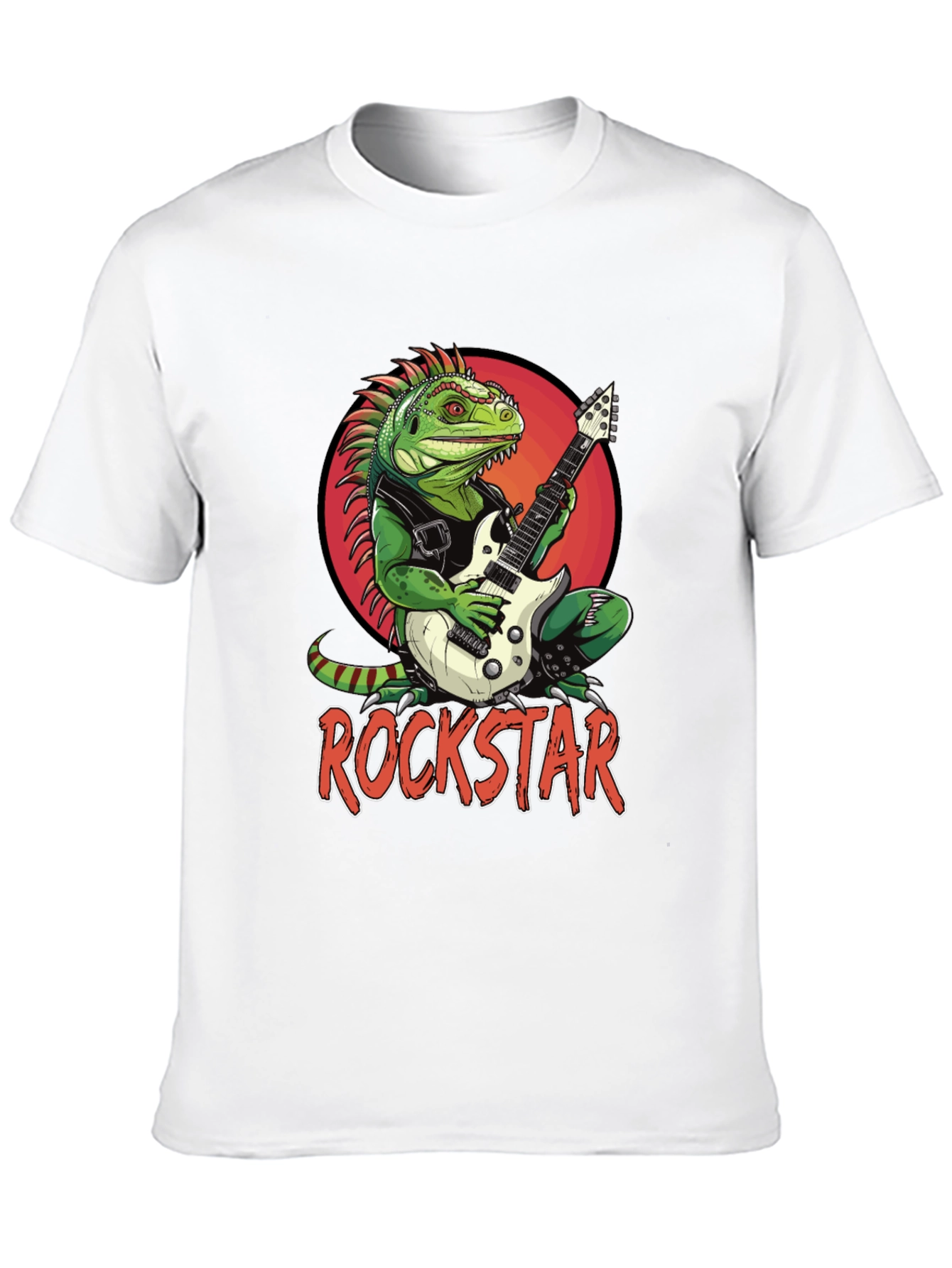Rockstar Iguana Graphic T-Shirt - Cool Reptile Band Tee