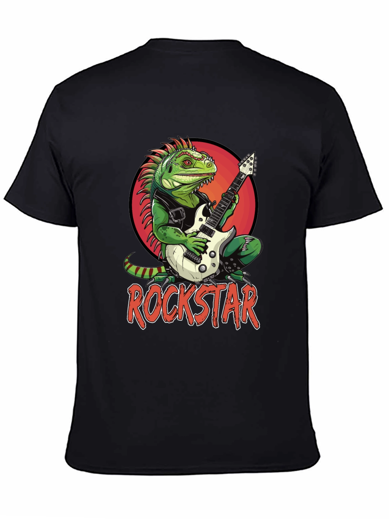 Rockstar Iguana Graphic T-Shirt - Cool Reptile Band Tee