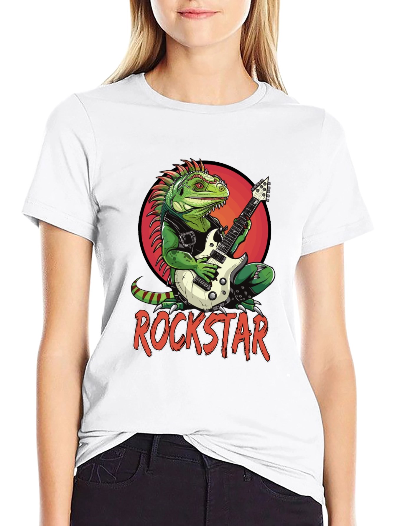 Rockstar Iguana Graphic T-Shirt - Cool Reptile Band Tee