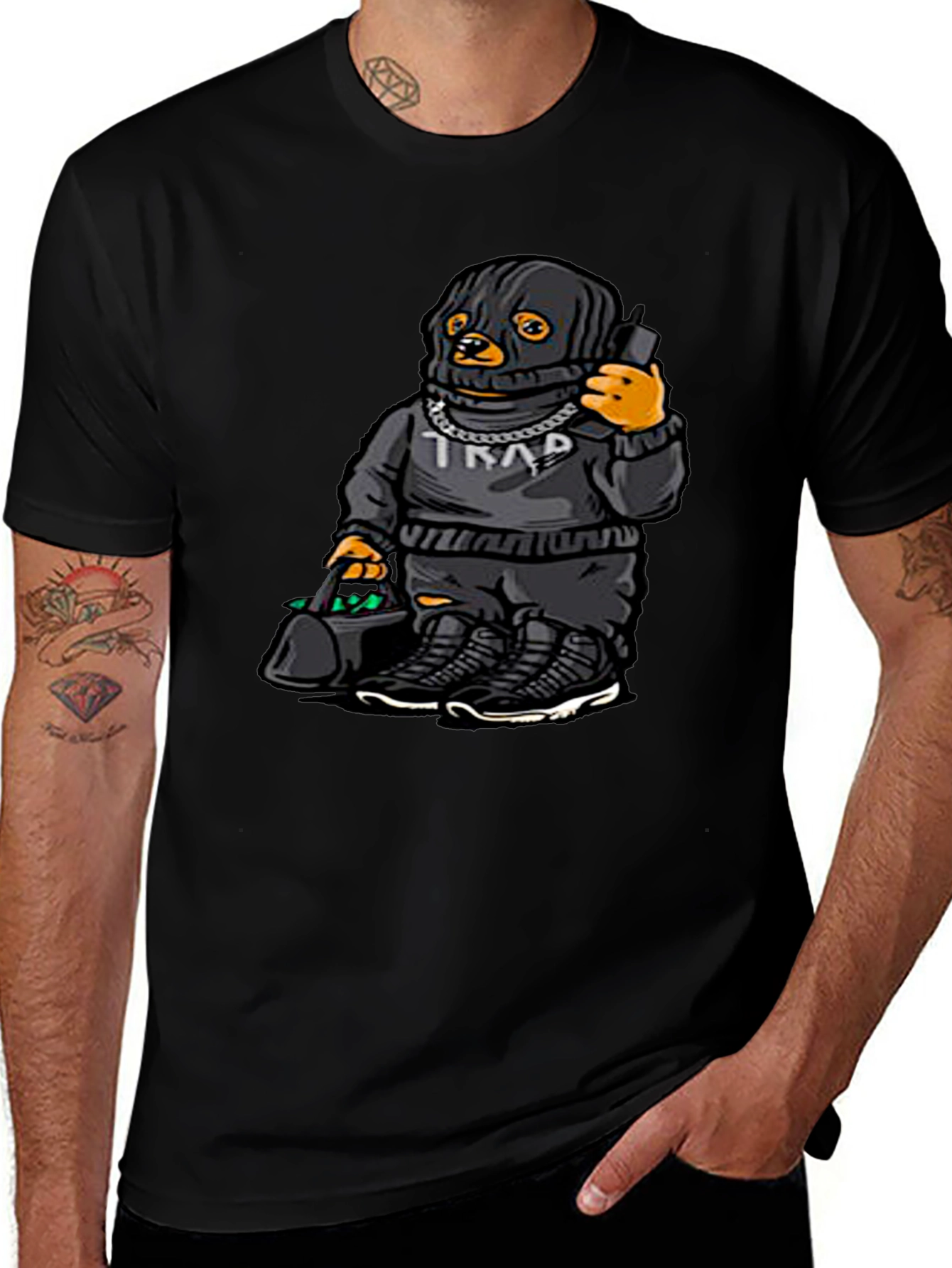 Trap Duck Graphic Tee - Black Cotton T-Shirt