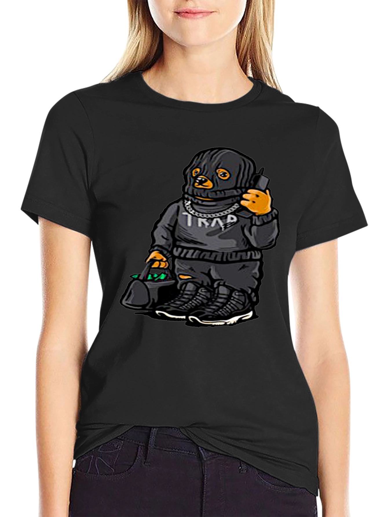 Trap Duck Graphic Tee - Black Cotton T-Shirt