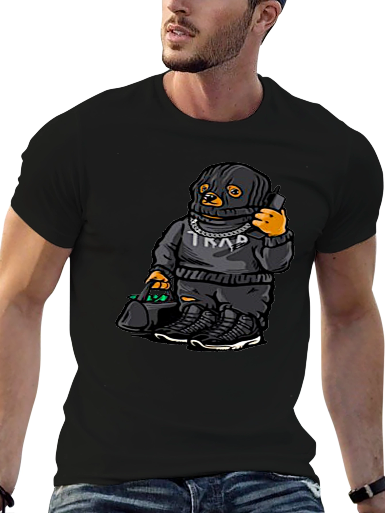 Trap Duck Graphic Tee - Black Cotton T-Shirt