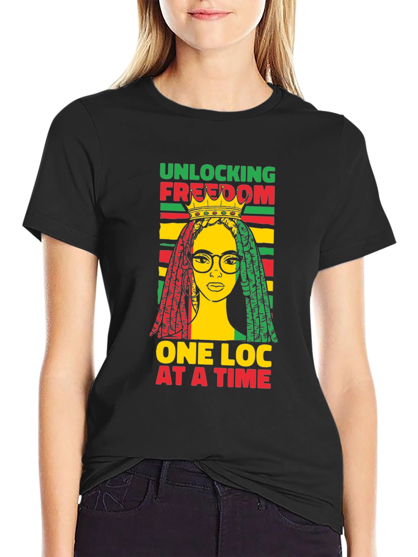 Unlocking Freedom Tee - Rasta Loc Design