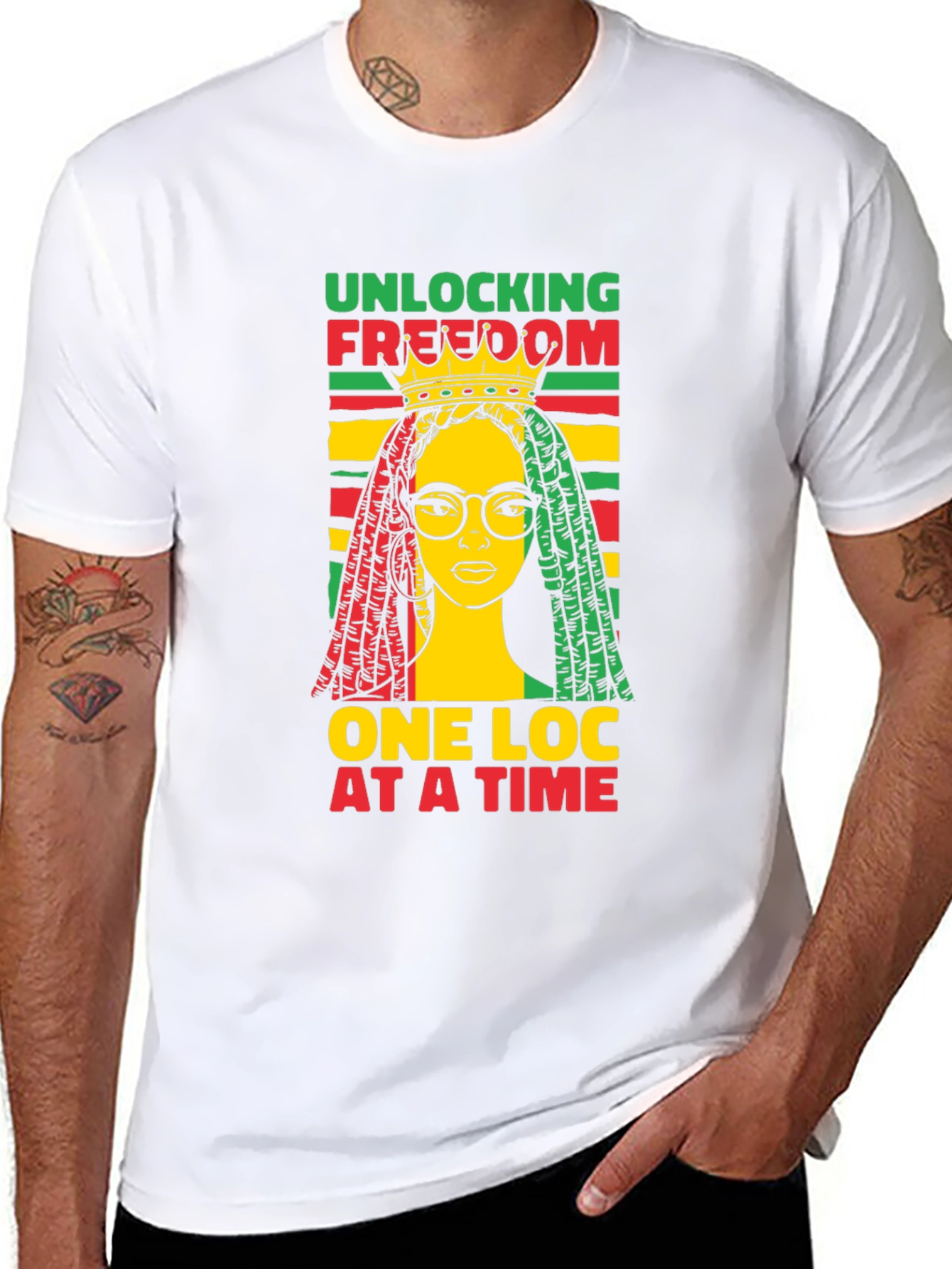 Unlocking Freedom Tee - Rasta Loc Design