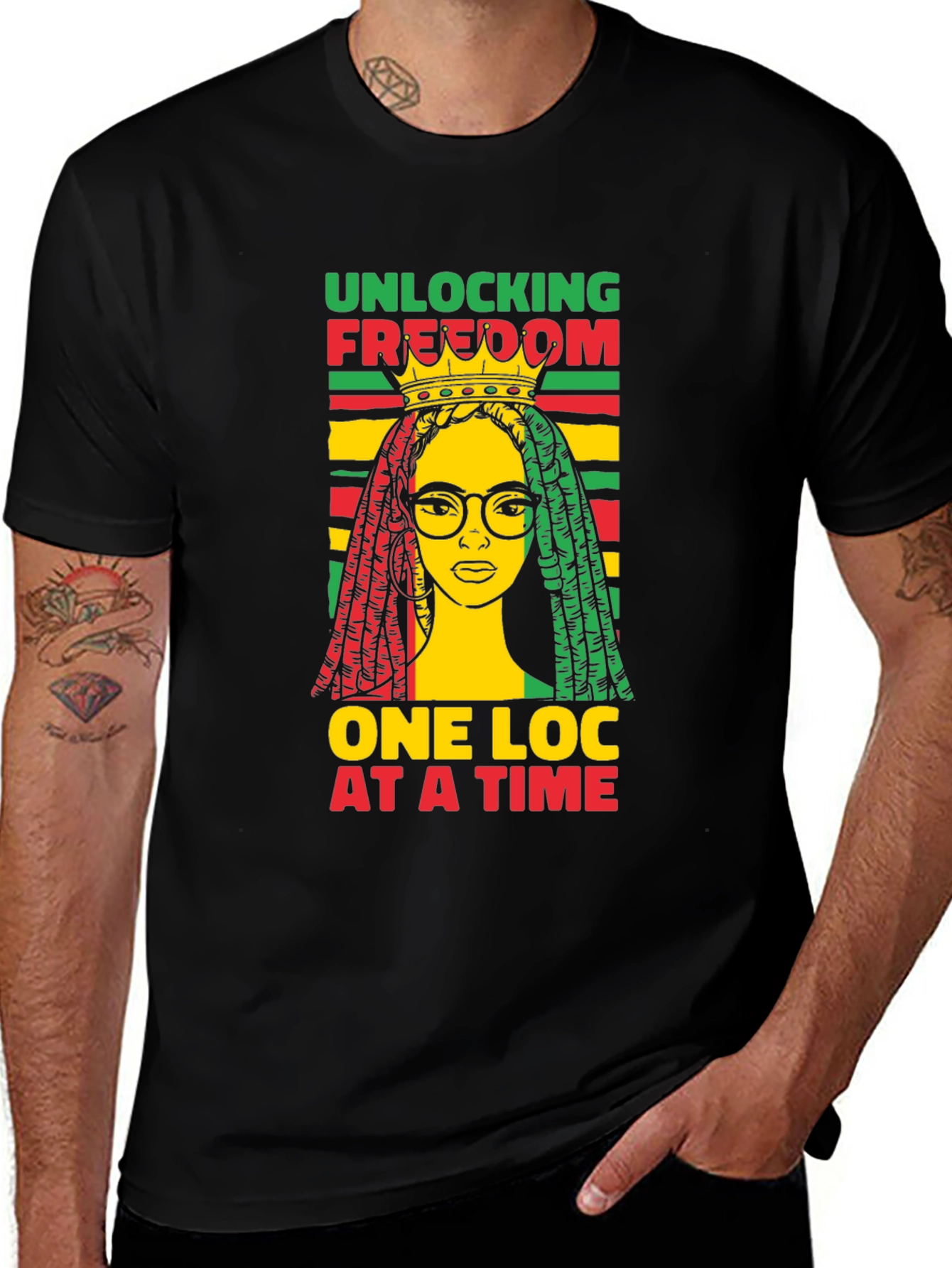 Unlocking Freedom Tee - Rasta Loc Design