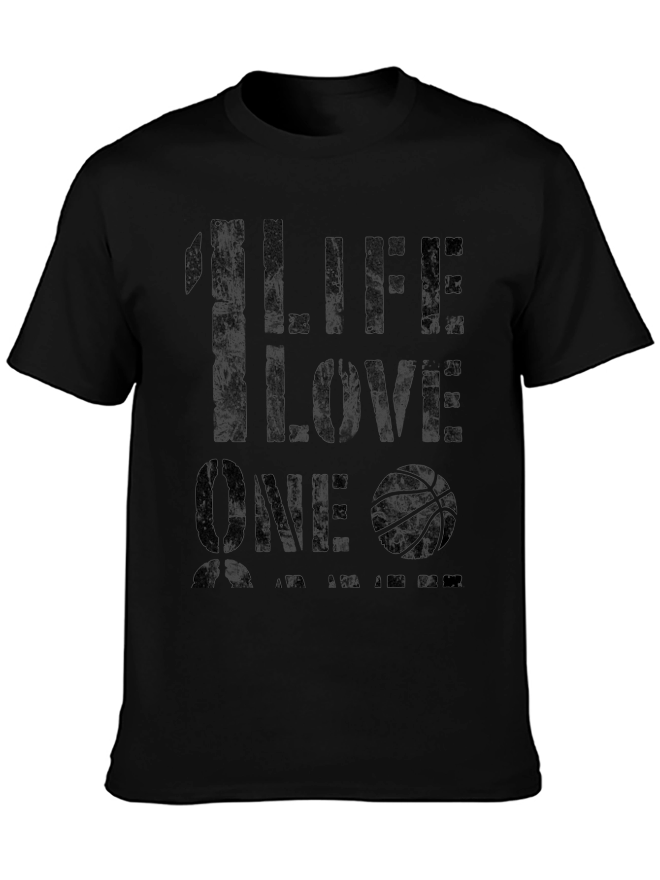 1 Life 1 Love Basketball Graphic T-Shirt - Black